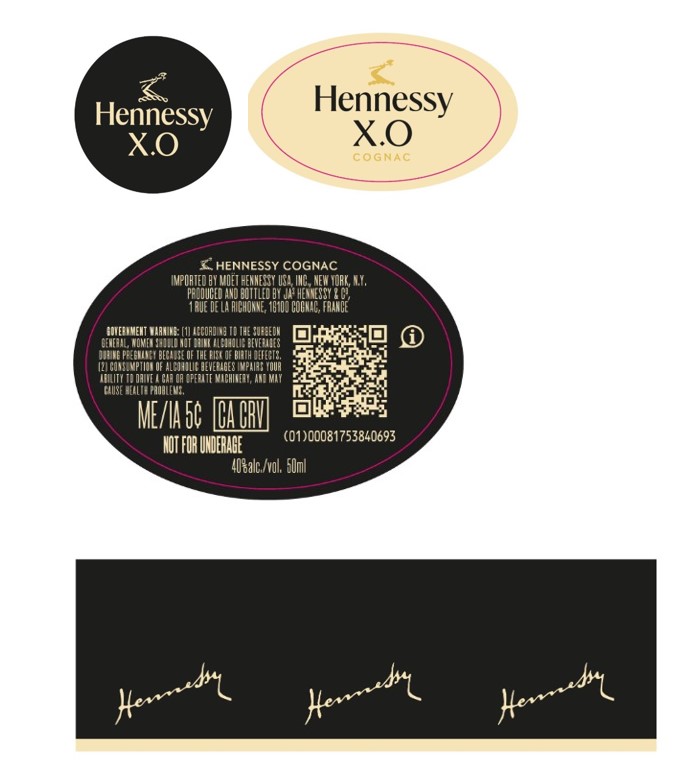 TABC label artwork for Hennessy XO 40 50ml GB