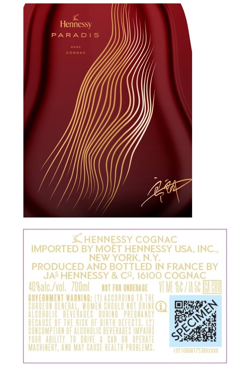 TABC label artwork for Hennessy Paradis 1 700ml Lang 2024