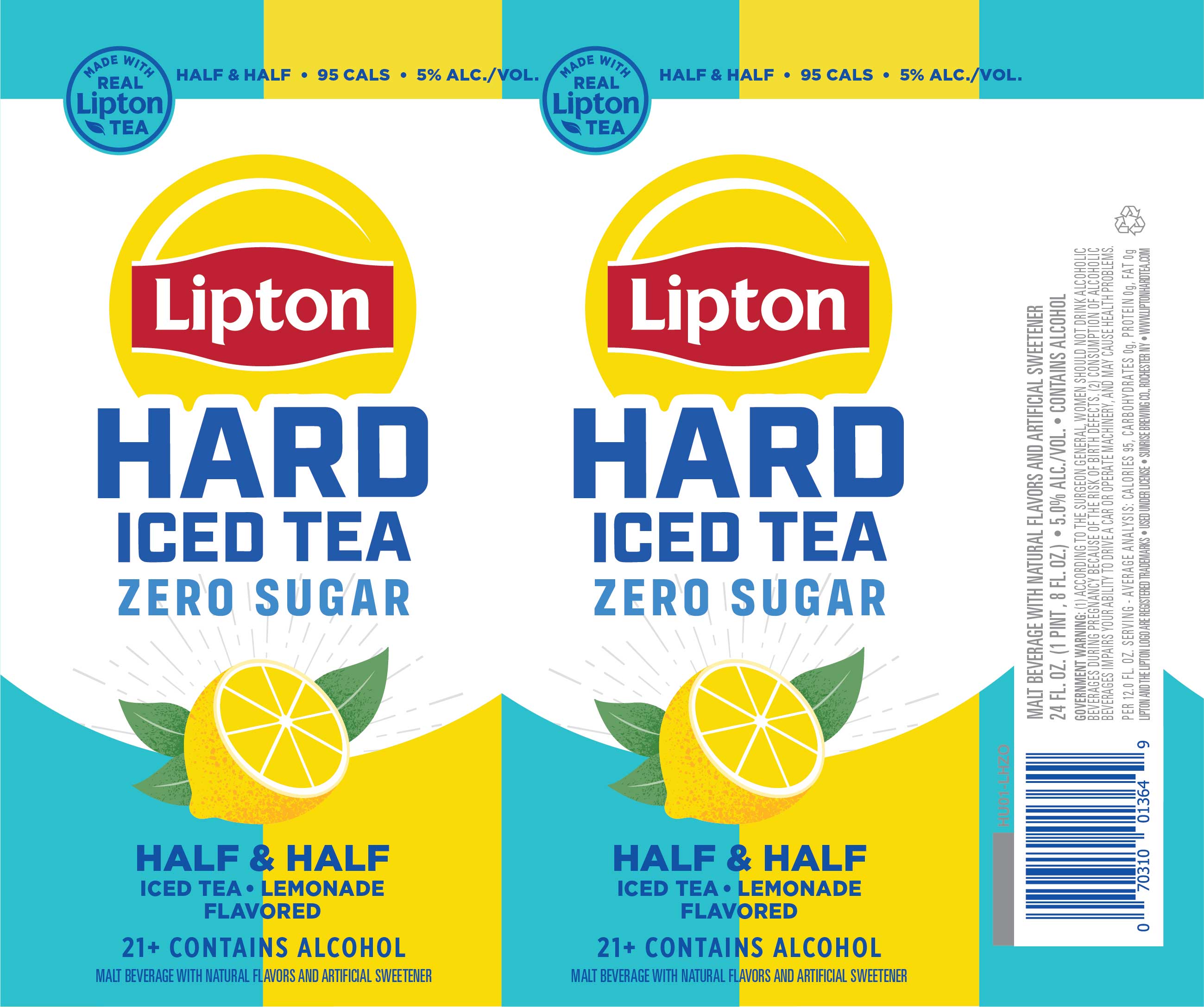 TABC label artwork for Lipton Hard Iced Tea Zero Sugar Half & Half 24oz Can 2026