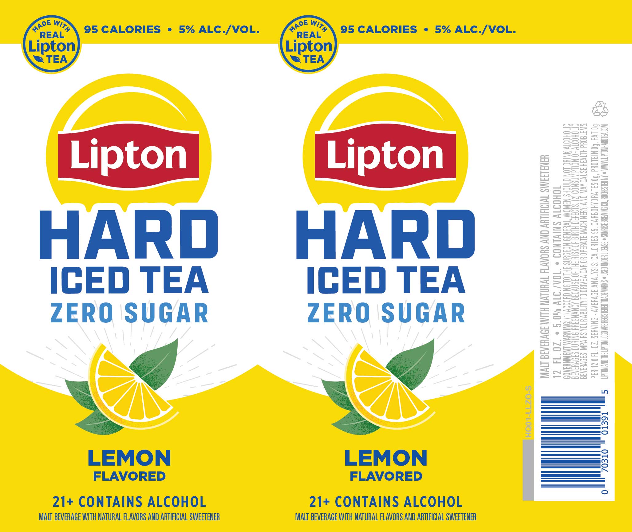 TABC label artwork for Lipton Hard Iced Tea Zero Sugar Lemon 12oz Can 2026