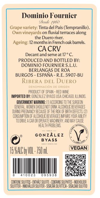 TABC label artwork for DOMINIO FOURNIER TEMPRANILLO RIBERA DEL DUERO