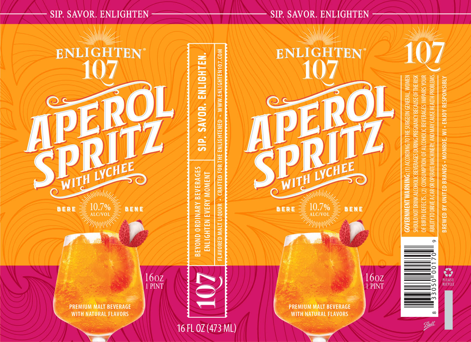 TABC label artwork for Enlighten 1Q7 Aperol Spritz With Lychee