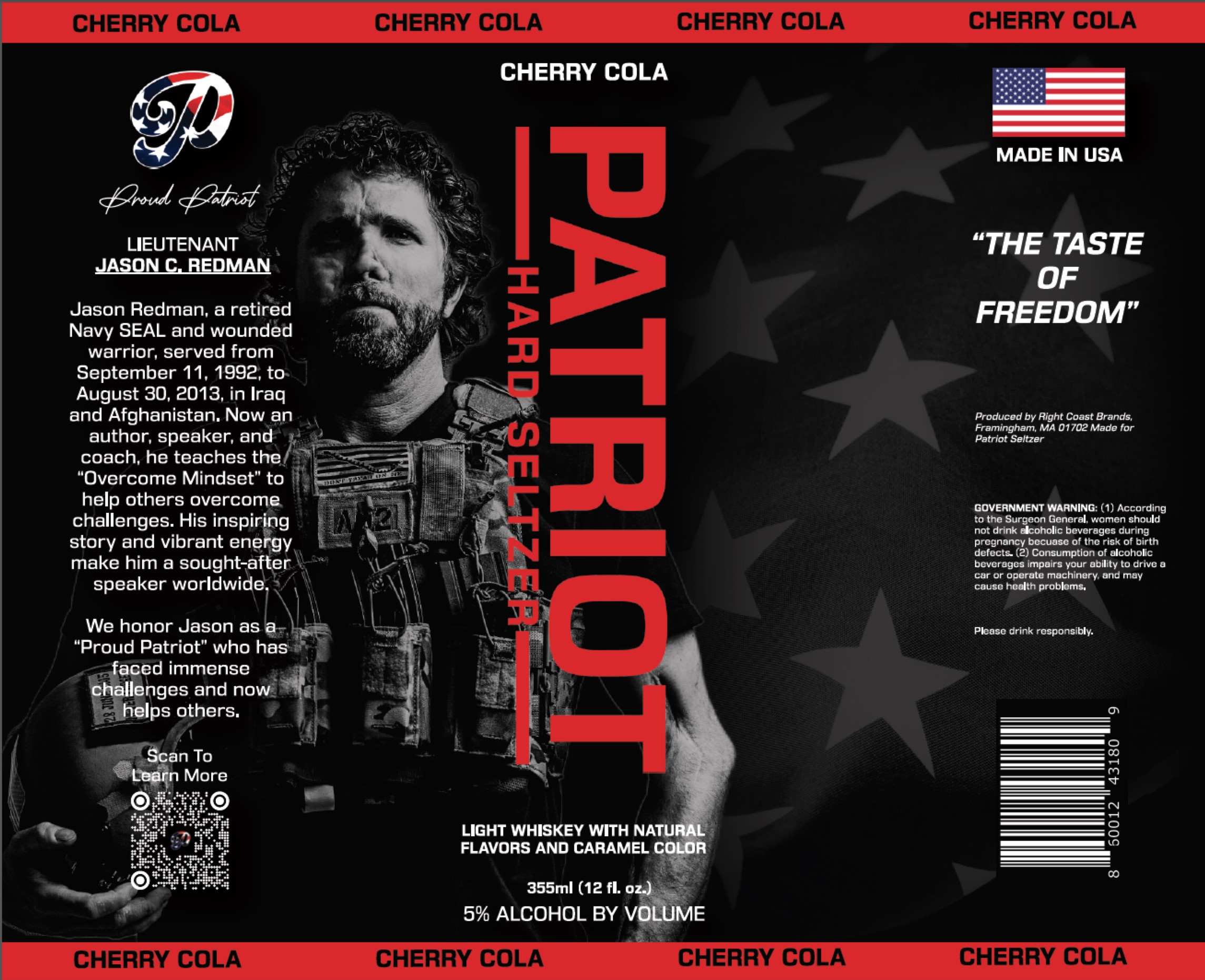 TABC label artwork for Patriot Hard Seltzer Cherry Cola