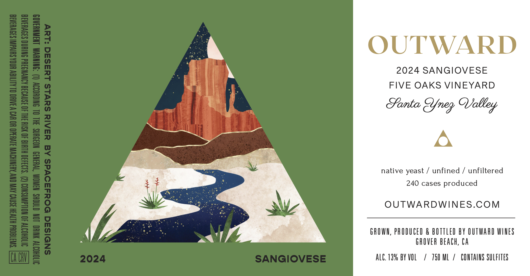 TABC label artwork for Outward Sangiovese