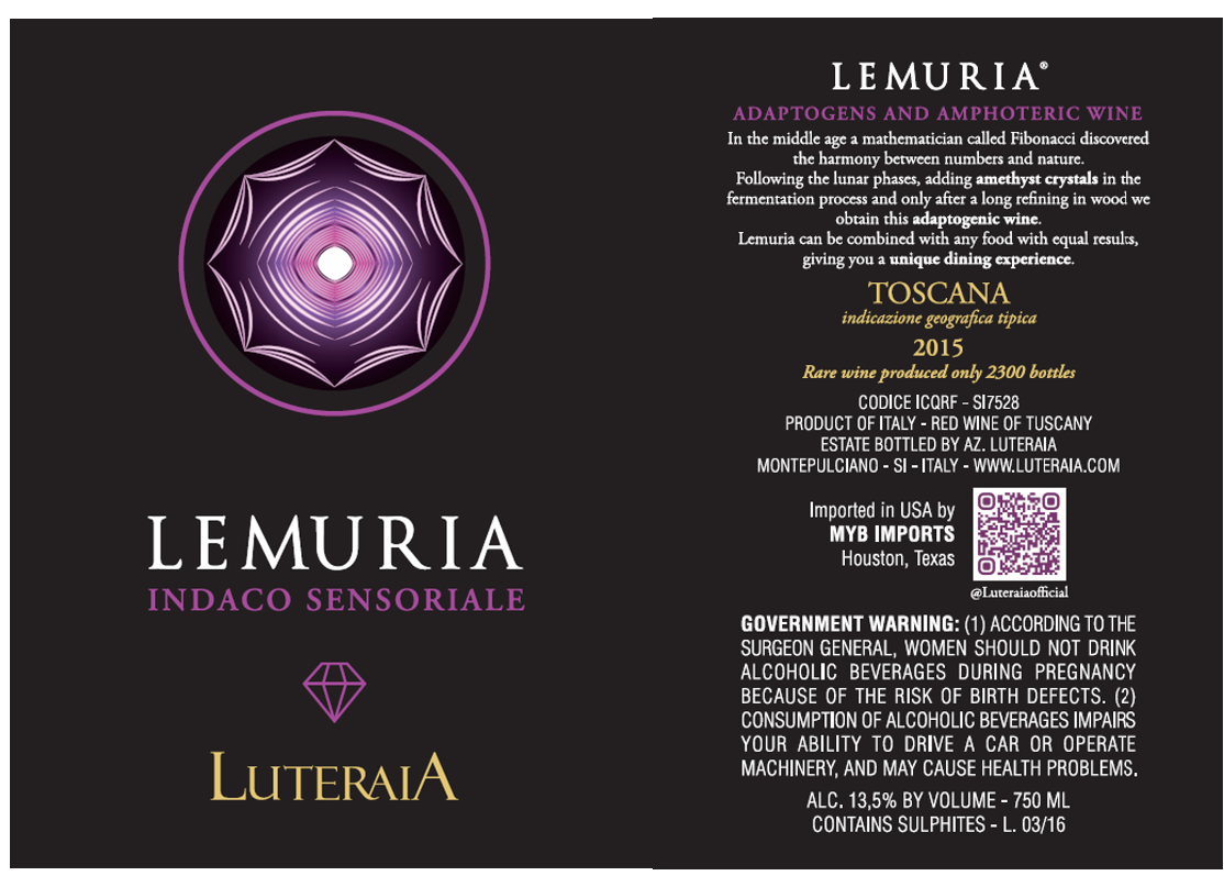 TABC label artwork for LEMURIA LUTERAIA