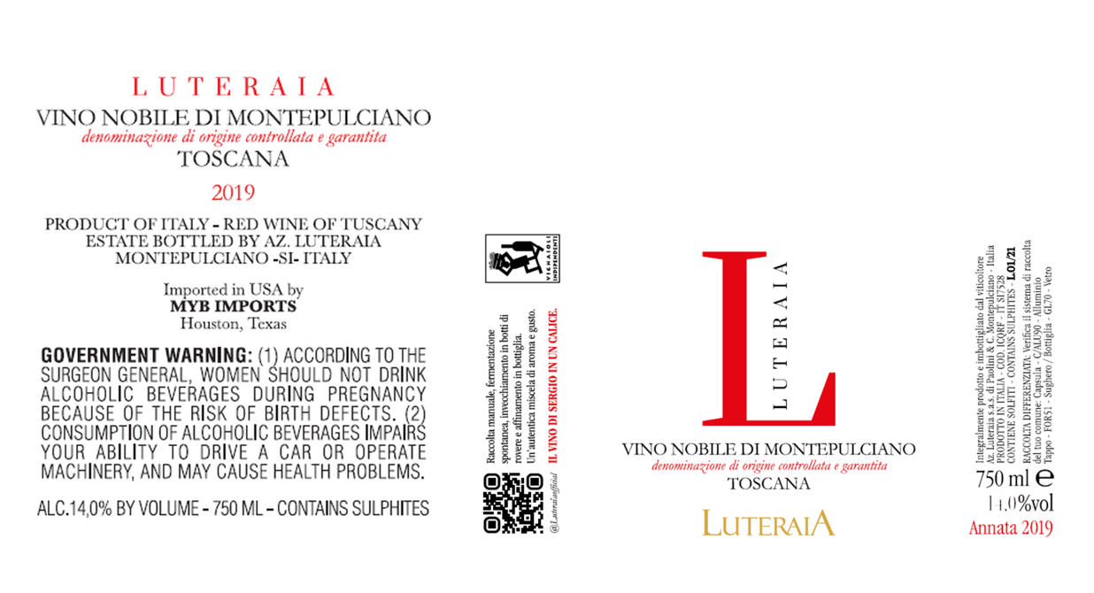 TABC label artwork for LUTERAIA VINO NOBILE DI MONTEPULCIANO
