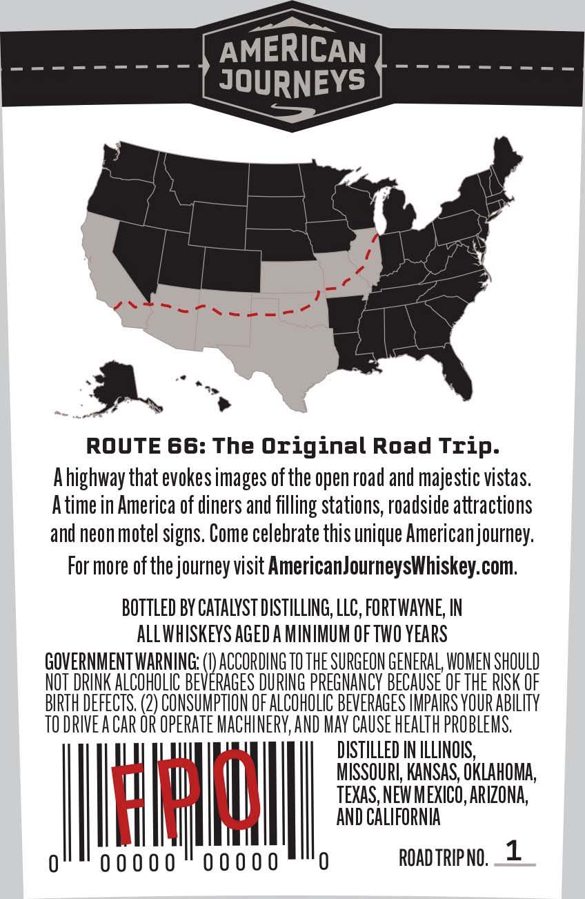 TABC label artwork for American Journeys Route 66 Whiskey