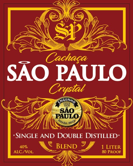 TABC label artwork for SAO PAULO CACHACA CRYSTAL - SINGLE AND DOUBLE DISTILLED BLEND