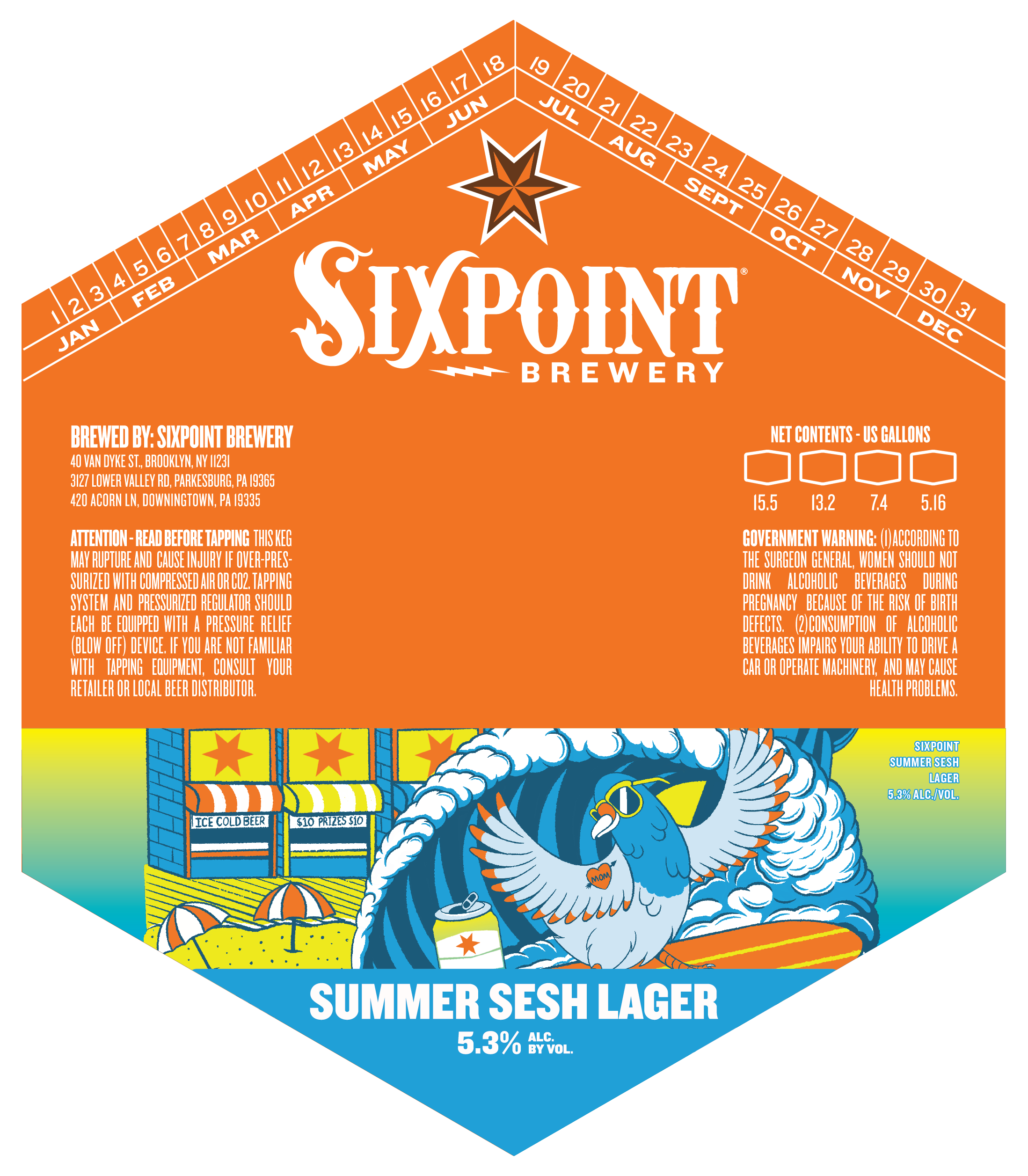 TABC label artwork for SIXPOINT SUMMER SESH LAGER KEGS