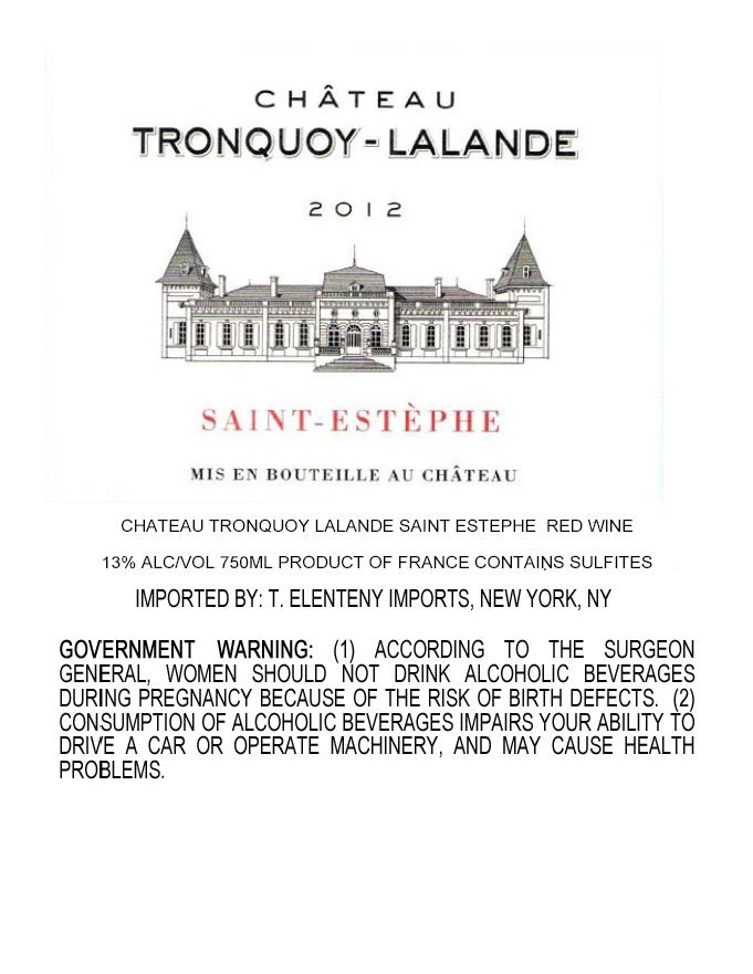 TABC label artwork for Chateau Tronquoy