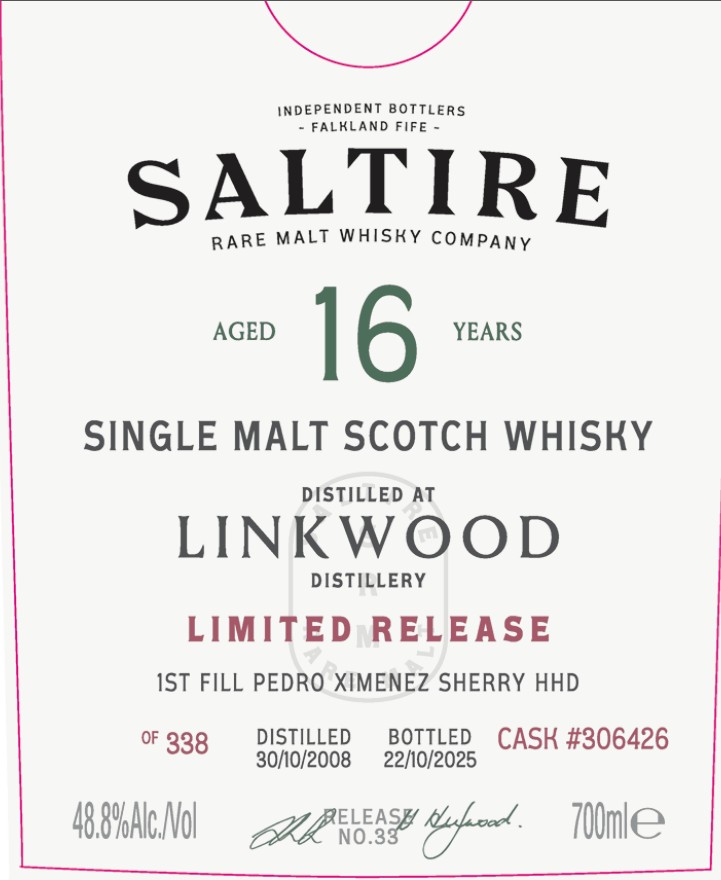 TABC label artwork for Saltire Rare Malt Whisky Company Aged 16 Years Limited Release