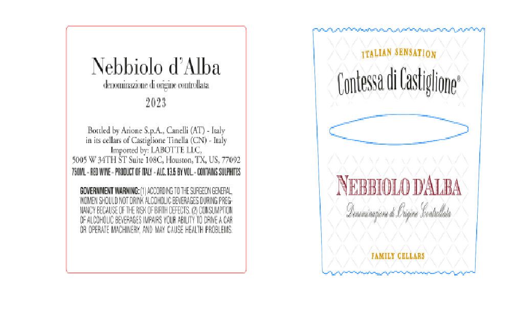 TABC label artwork for CONTESSA DI CASTIGLIONE NEBBIOLO D'ALBA