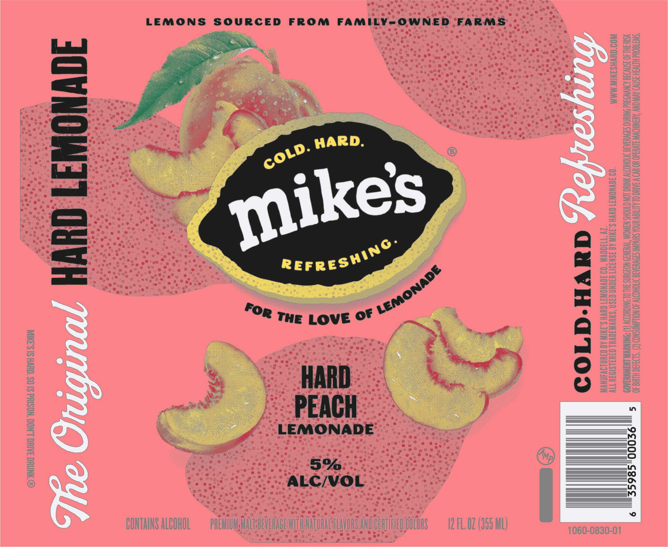 TABC label artwork for Mike's Hard Peach Lemonade