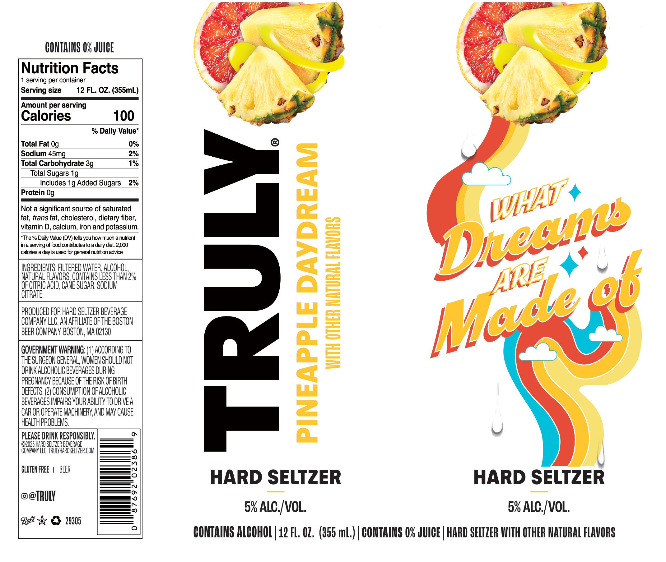 TABC label artwork for Truly Hard Seltzer Pineapple Daydream