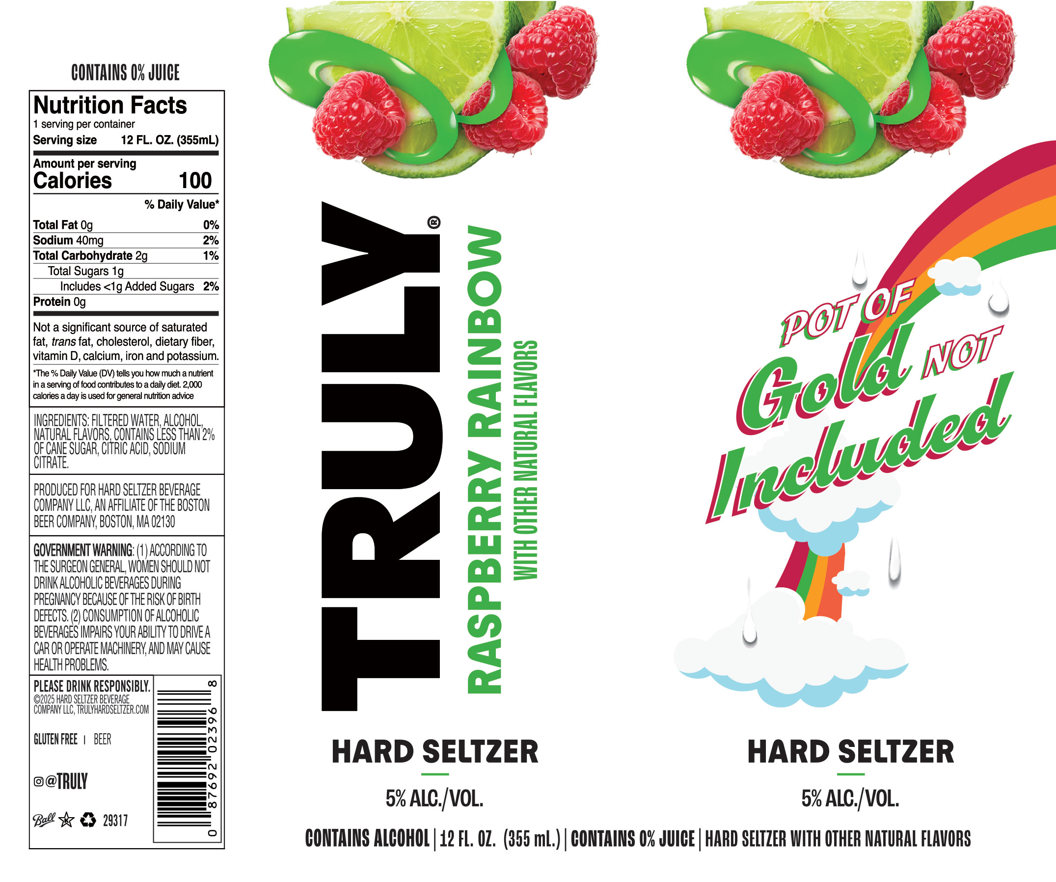 TABC label artwork for Truly Hard Seltzer Raspberry Rainbow