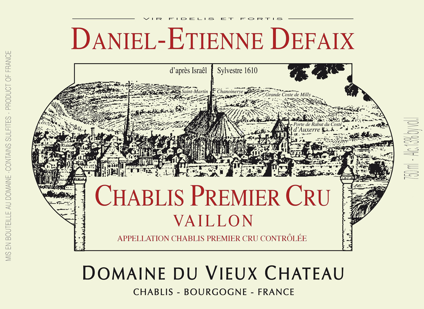 TABC label artwork for Daniel-Etienne Defaix Chablis 1er Cru Vaillon