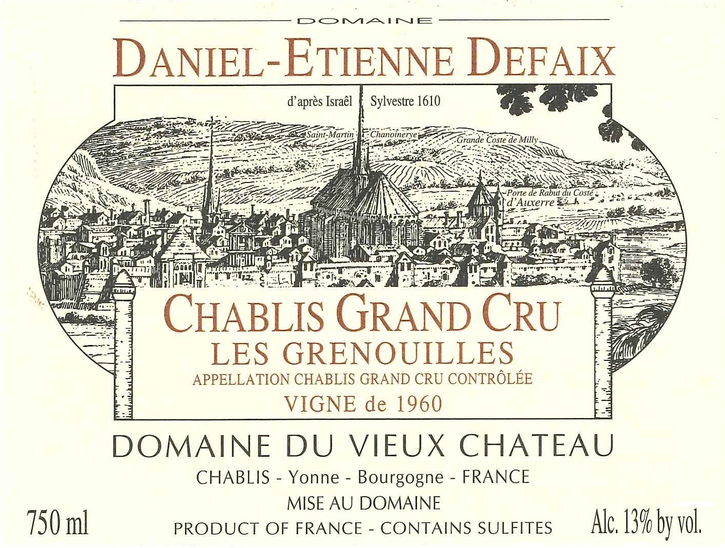 TABC label artwork for Daniel-Etienne Defaix Chablis Grand Cru Grenouilles