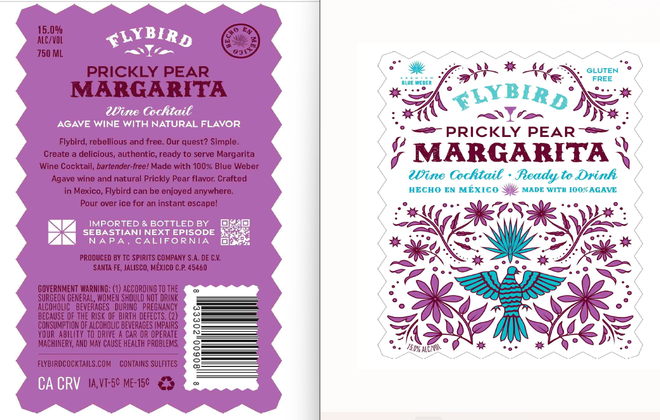 TABC label artwork for Flybird Prickly Pear Margarita