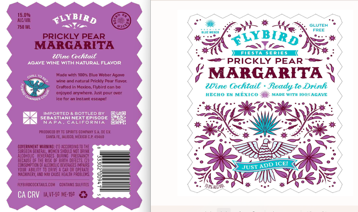 TABC label artwork for Flybird Prickly Pear Margarita