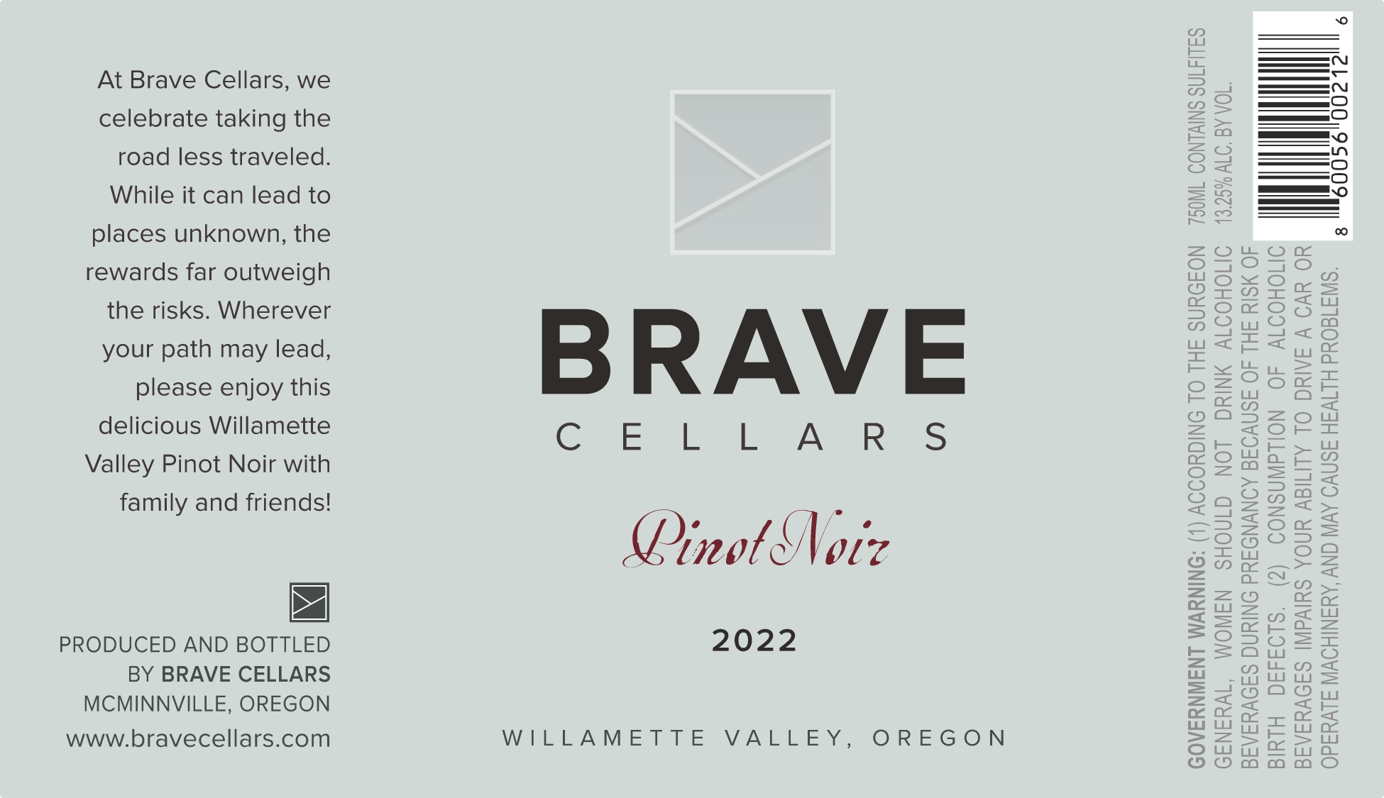 TABC label artwork for Brave Cellars Pinot Noir