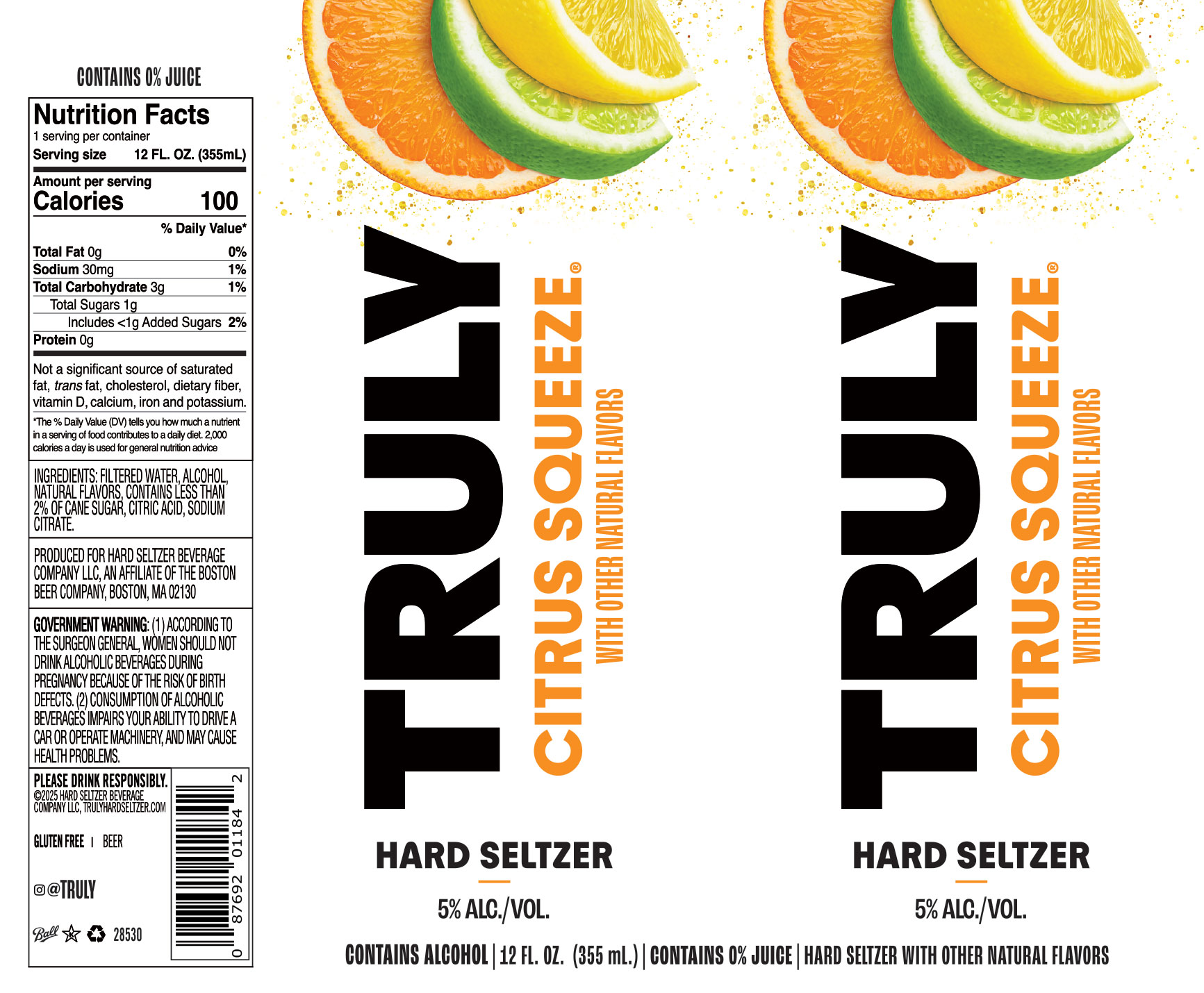 TABC label artwork for Truly Hard Seltzer Citrus Squeeze