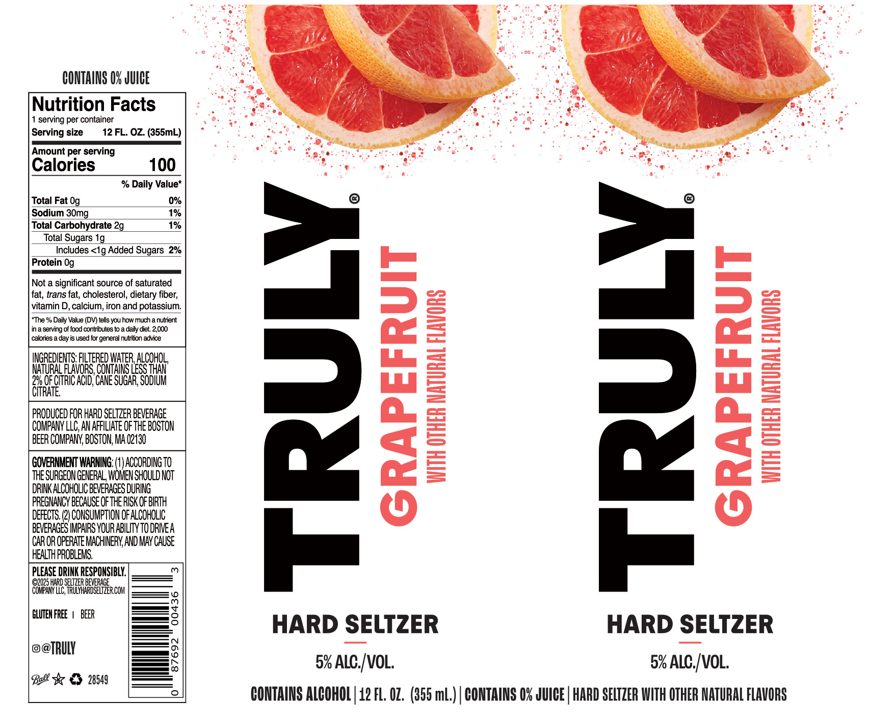 TABC label artwork for Truly Hard Seltzer Grapefruit