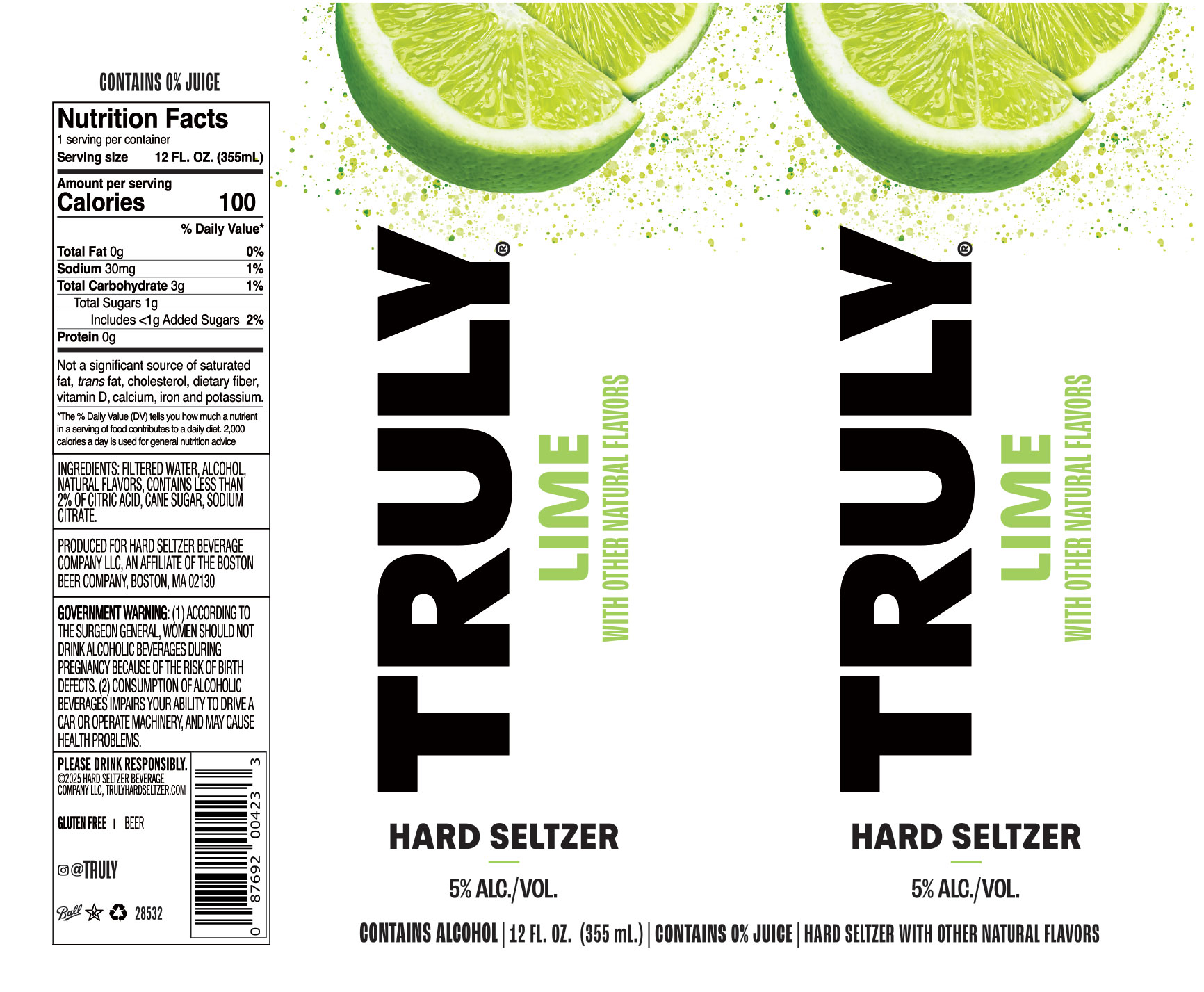 TABC label artwork for Truly Hard Seltzer Lime