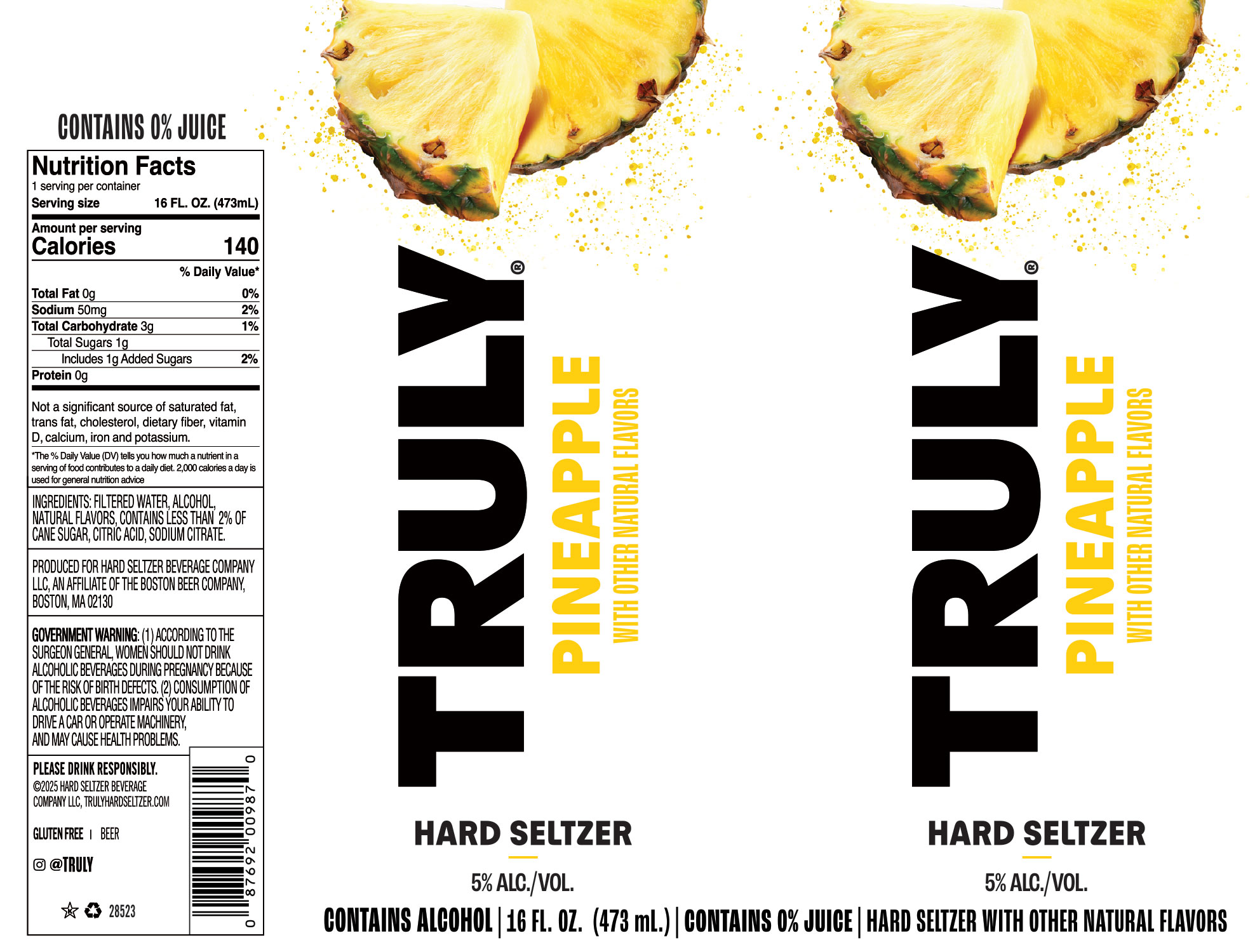 TABC label artwork for Truly Hard Seltzer Pineapple