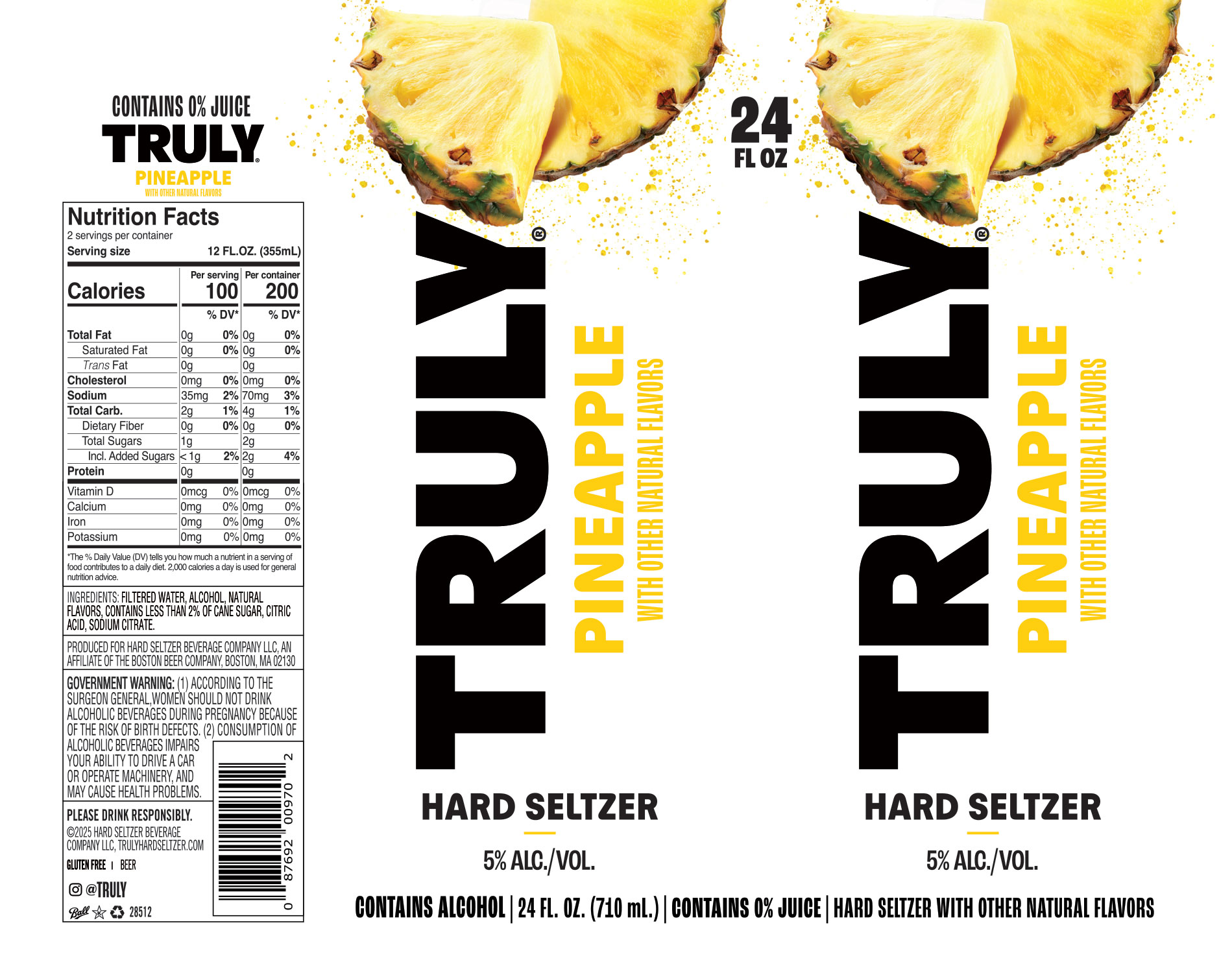 TABC label artwork for Truly Hard Seltzer Pineapple