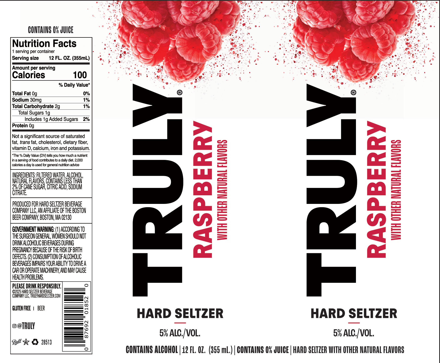 TABC label artwork for Truly Hard Seltzer Raspberry