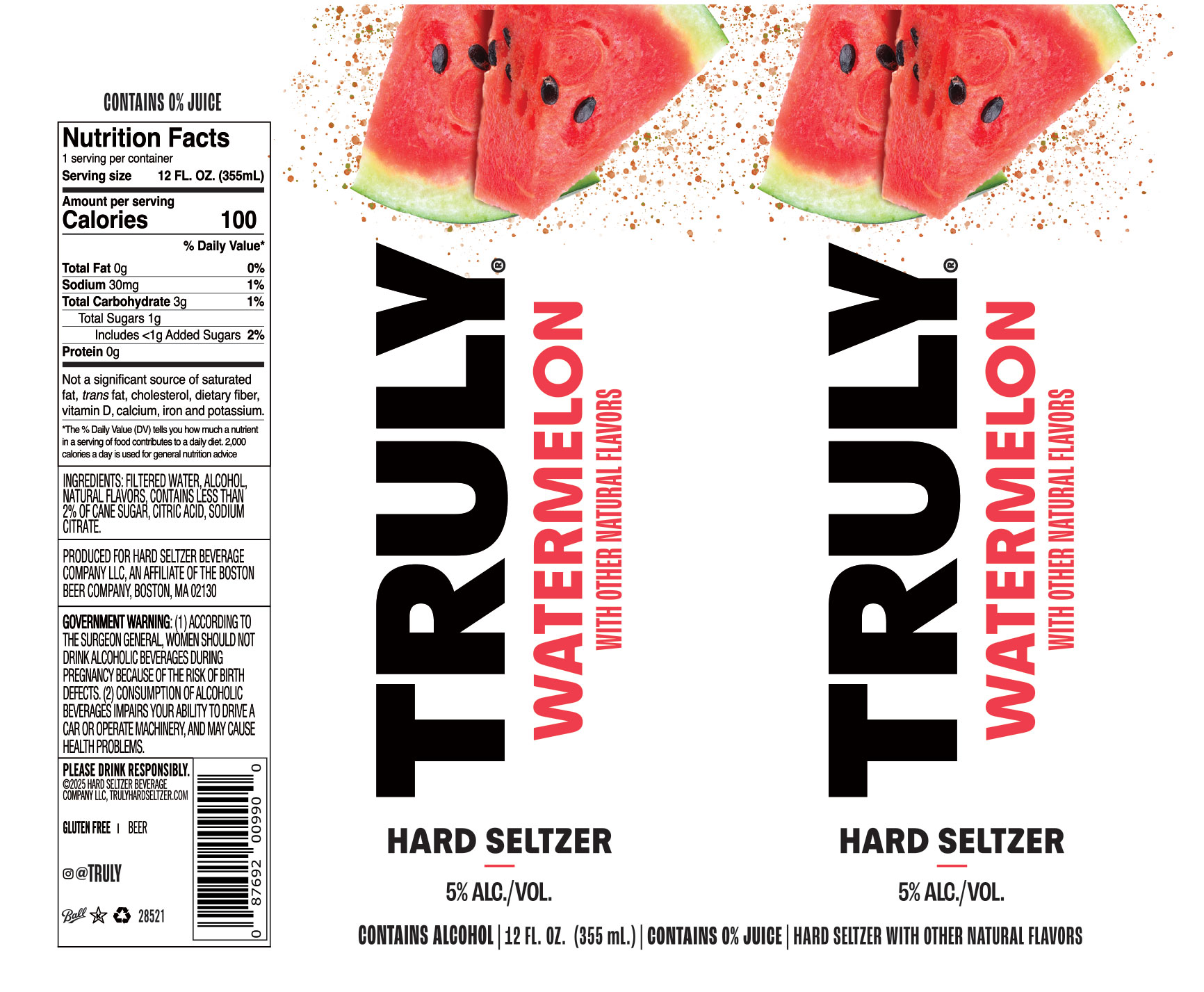 TABC label artwork for Truly Hard Seltzer Watermelon