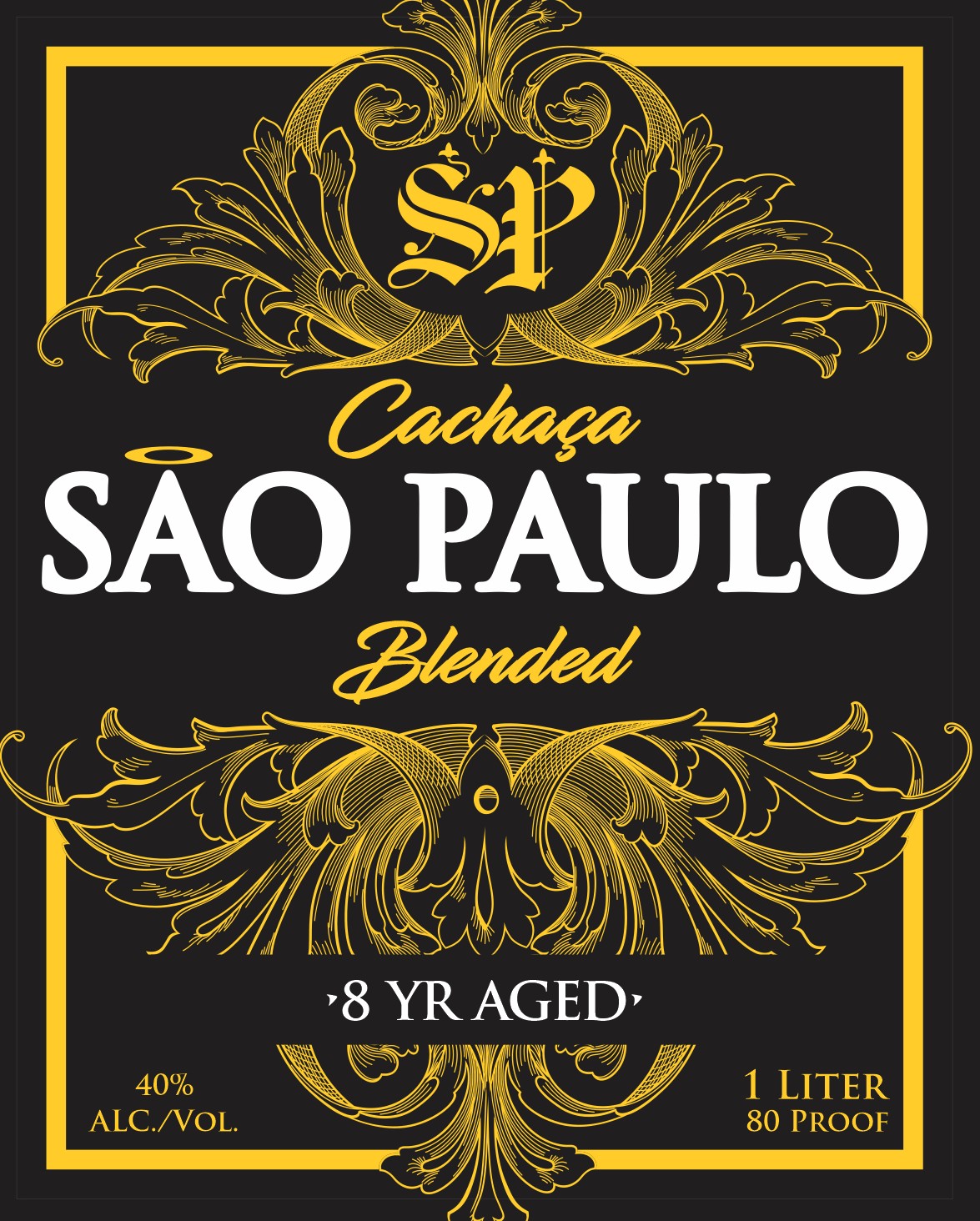 TABC label artwork for SAO PAULO CACHACA 8YR AGED