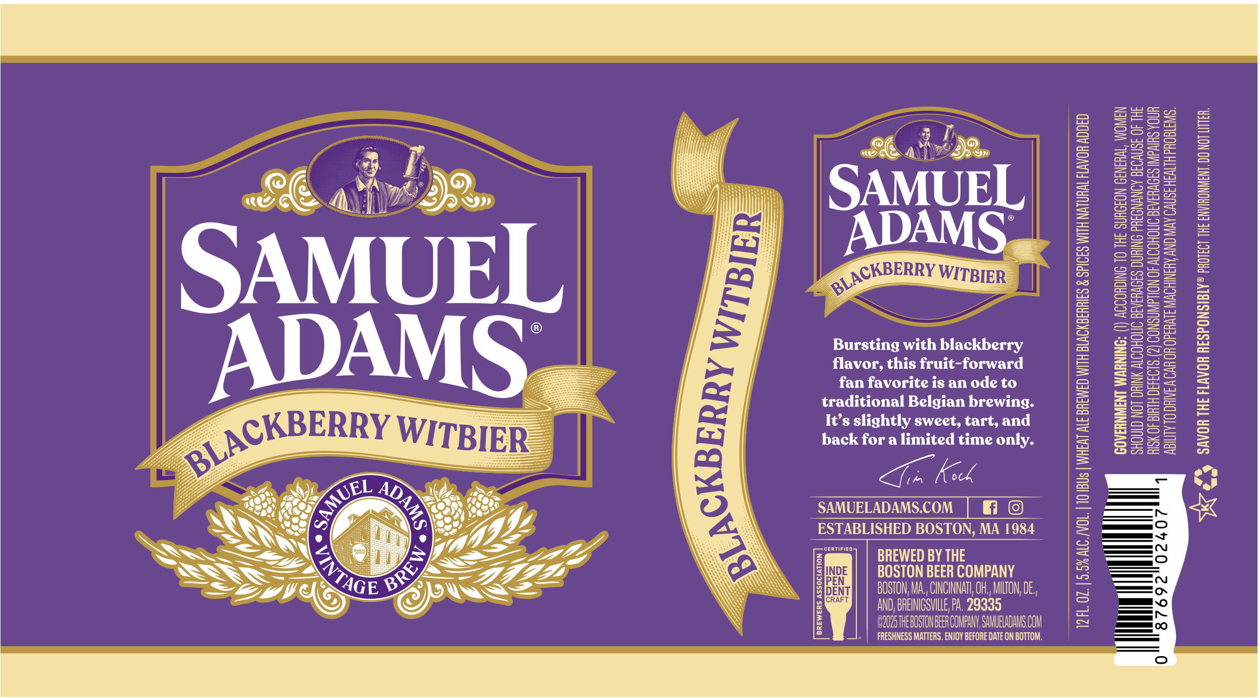 TABC label artwork for Samuel Adams Blackberry Witbier