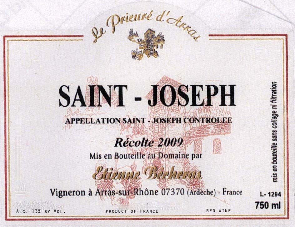 TABC label artwork for Etienne Becheras Saint-Joseph Rouge