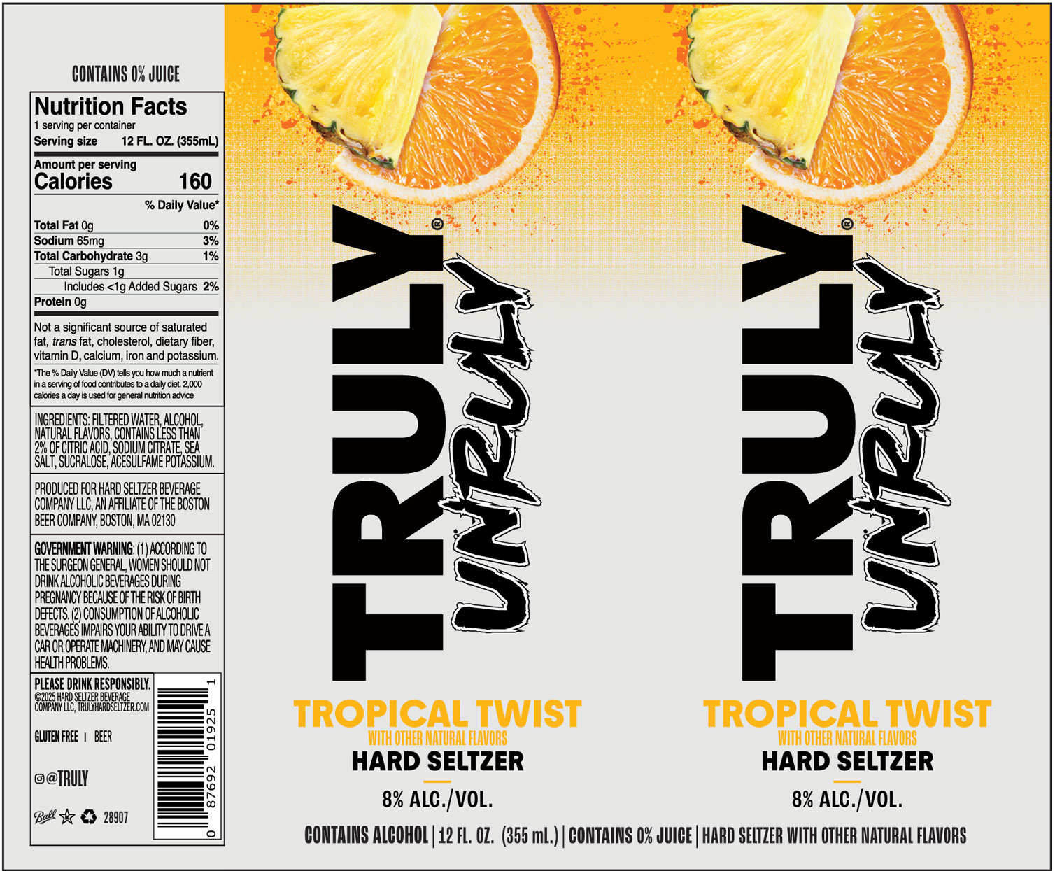 TABC label artwork for Truly Hard Seltzer Unruly Tropical Twist