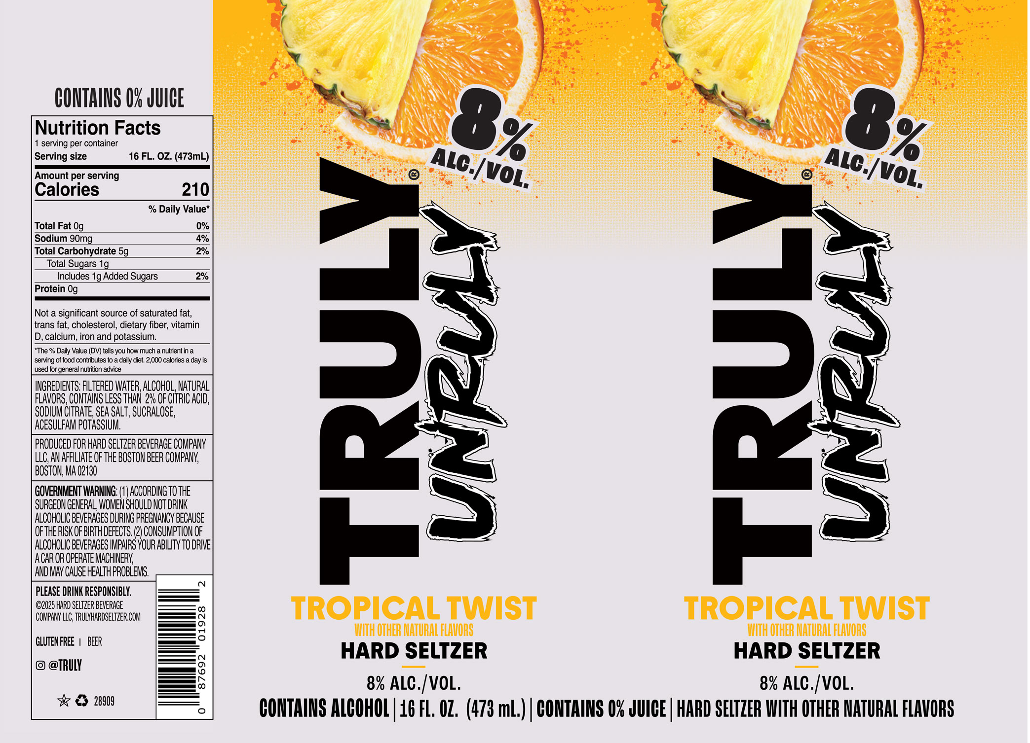 TABC label artwork for Truly Hard Seltzer Unruly Tropical Twist
