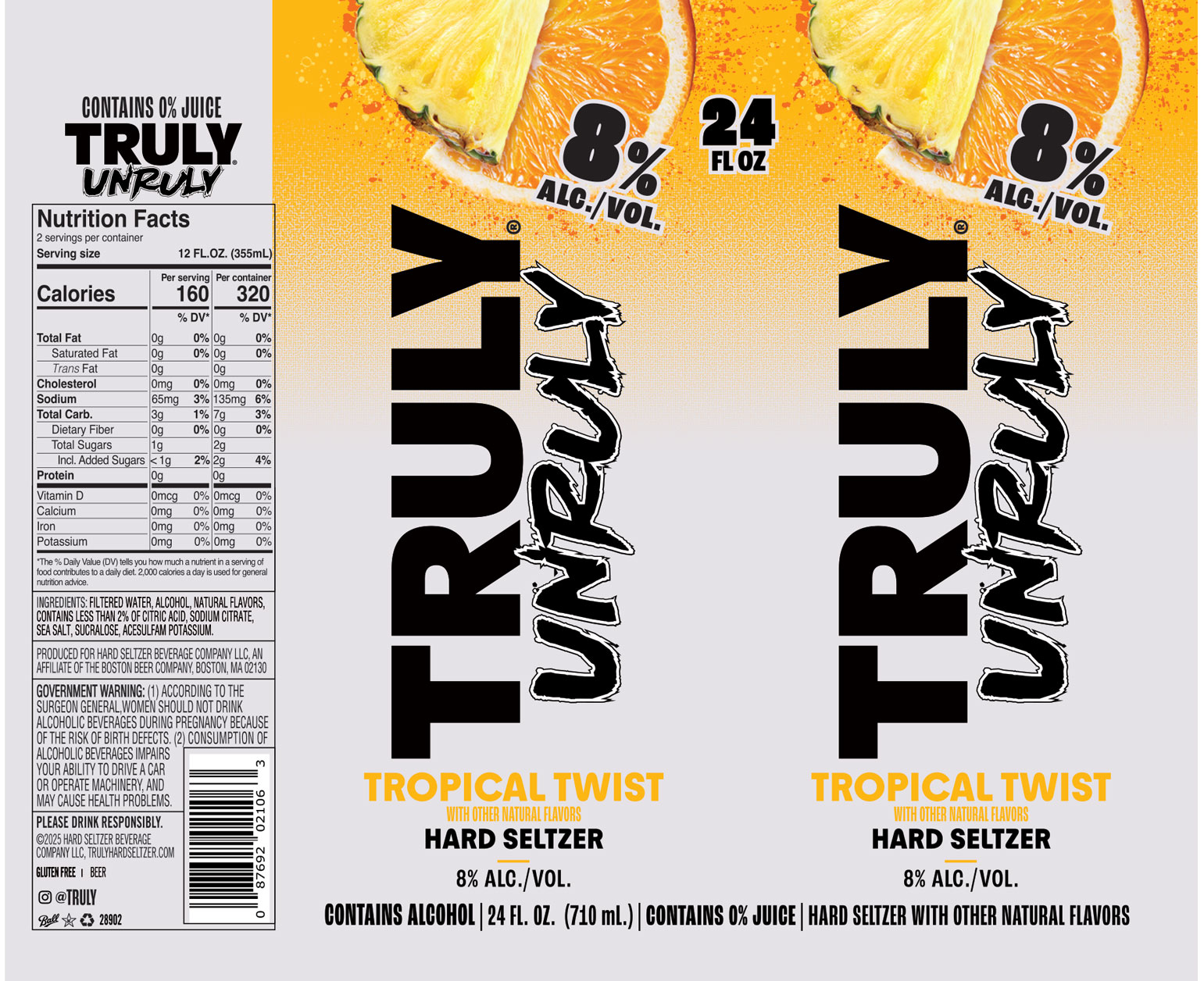 TABC label artwork for Truly Hard Seltzer Unruly Tropical Twist