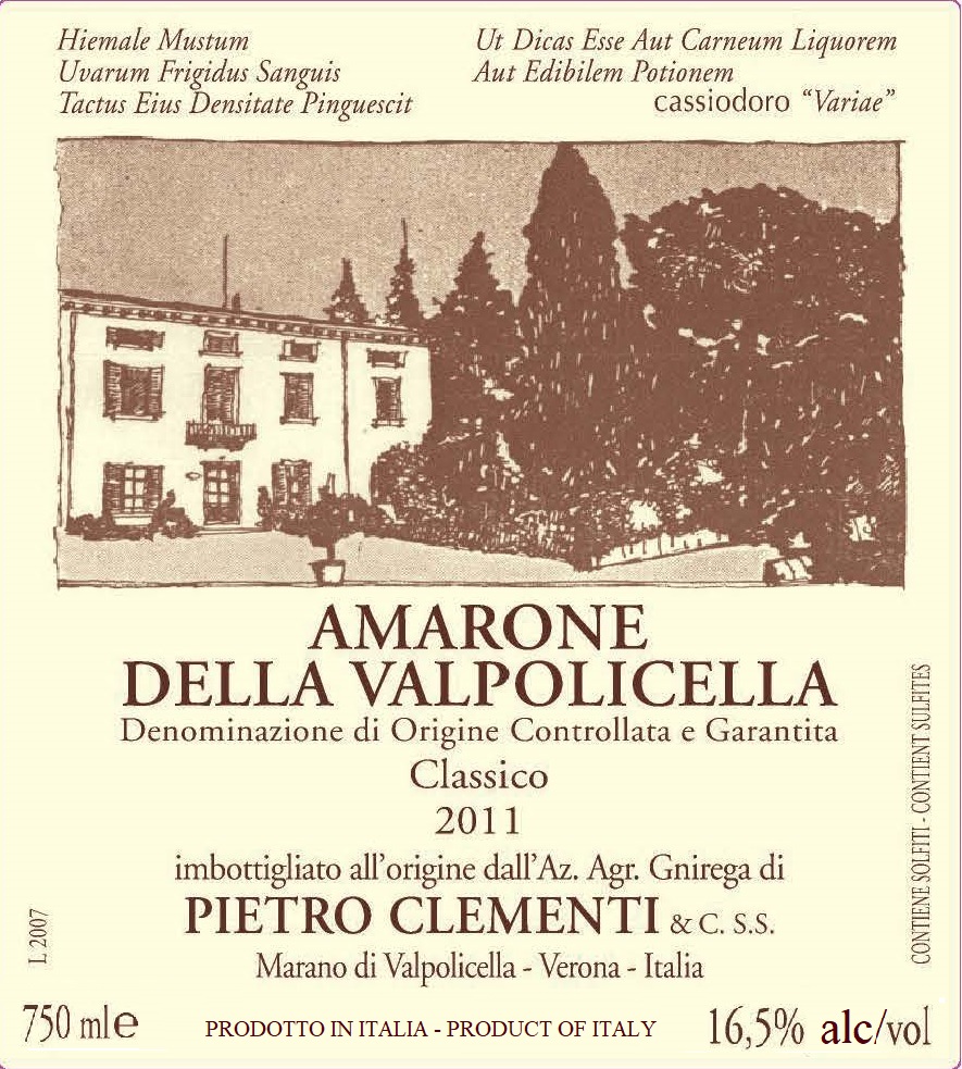 TABC label artwork for Pietro Clementi Amarone della Valpolicella