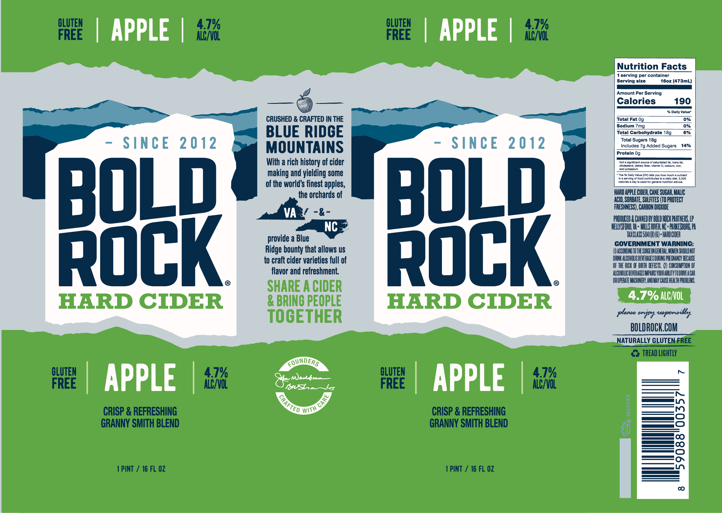 TABC label artwork for BOLD ROCK APPLE 16OZ
