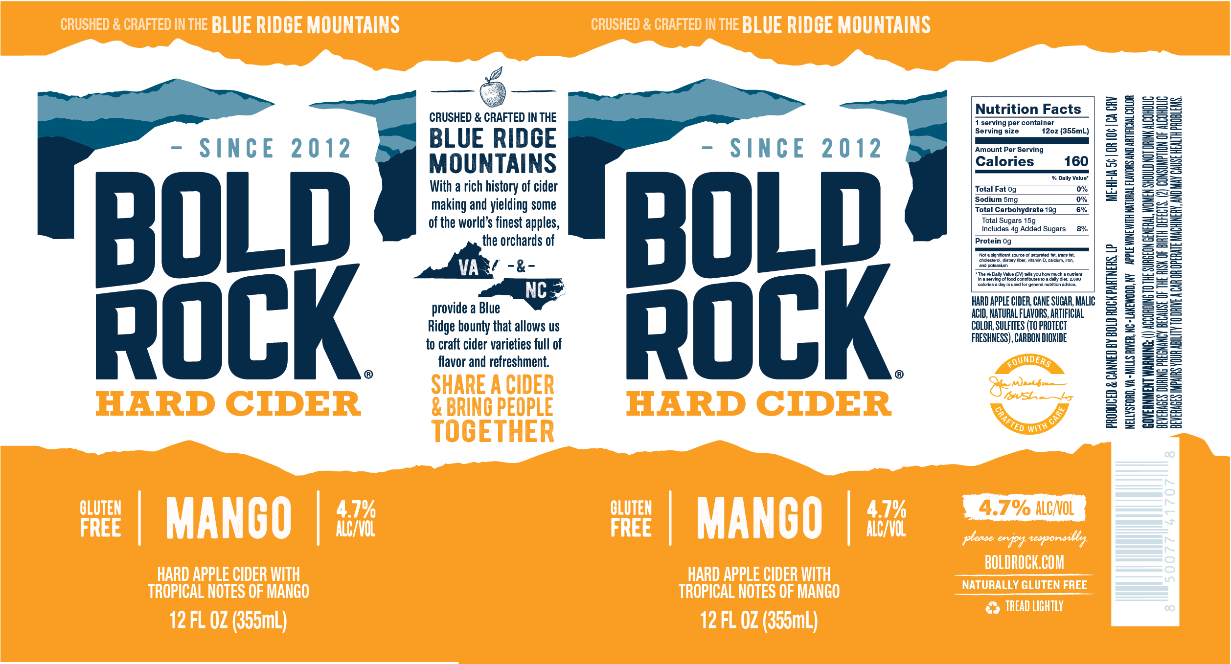 TABC label artwork for BOLD ROCK MANGO CAN
