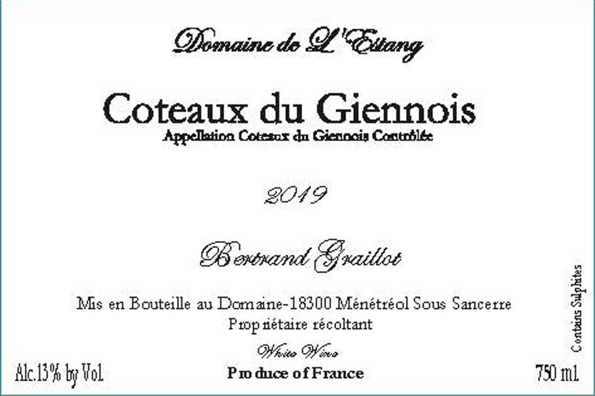 TABC label artwork for DOMAINE DE L'ESTANG COTEAUX DU GIENNOIS BLANC