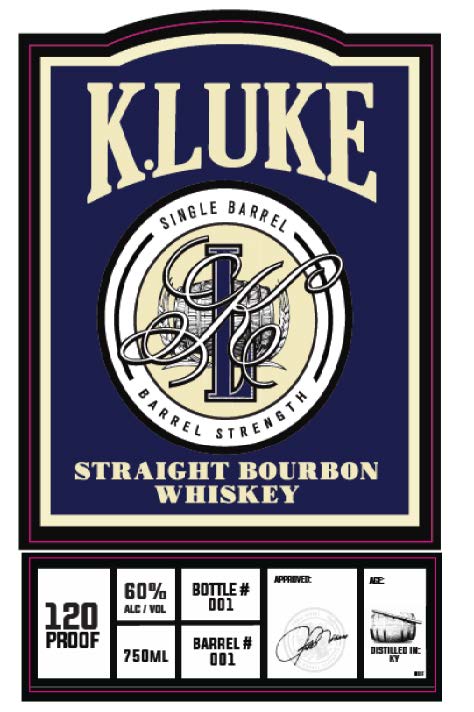 TABC label artwork for K.LUKE Single Barrel Bourbon Kentucky