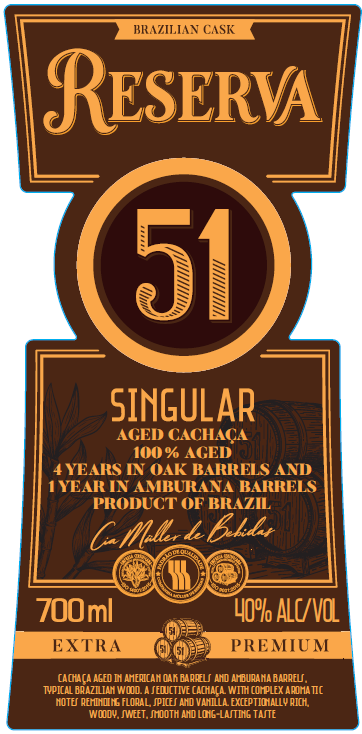 TABC label artwork for RESERVA 51 SINGULAR AGED CACHACA
