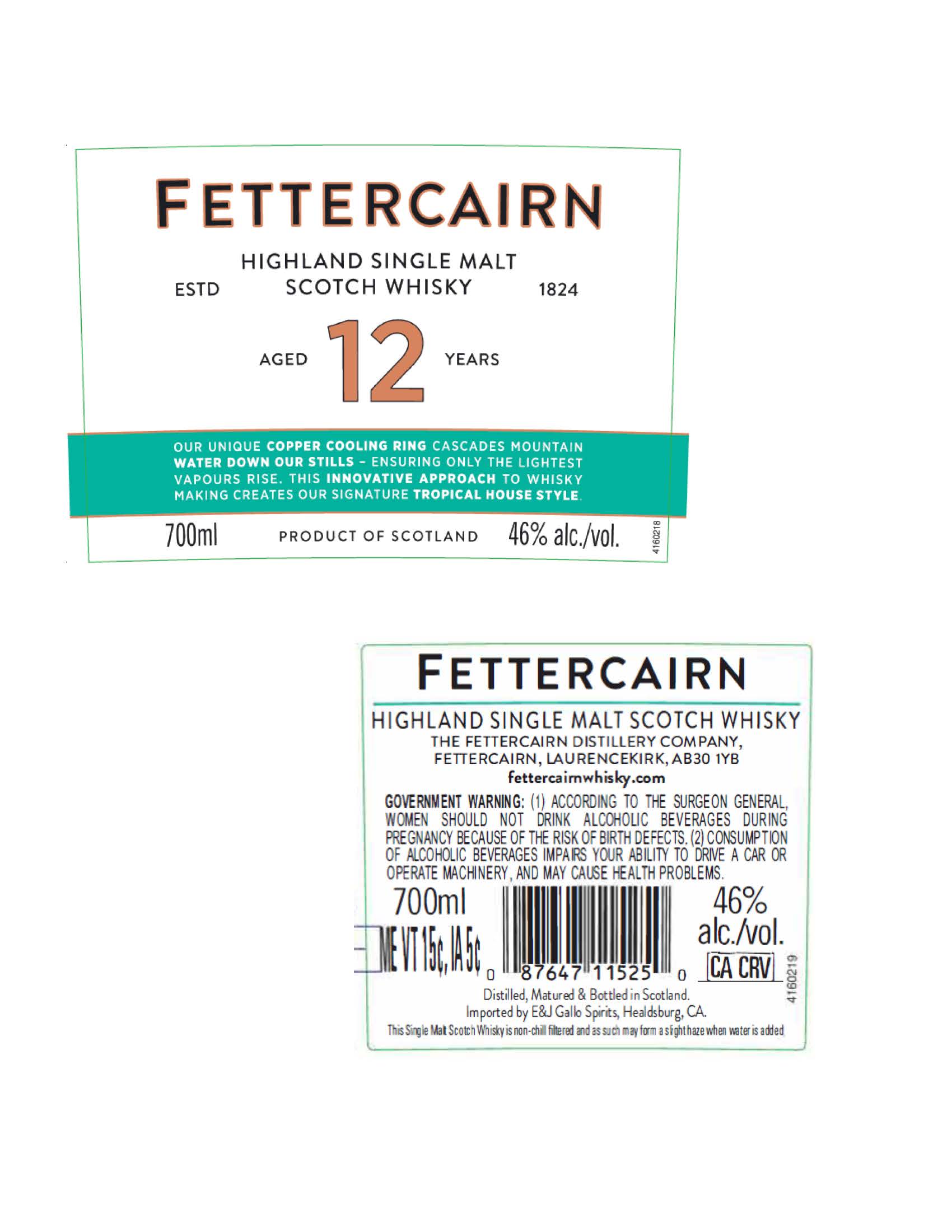 TABC label artwork for Fettercairn Aged 12 years Scotch-Single Malt