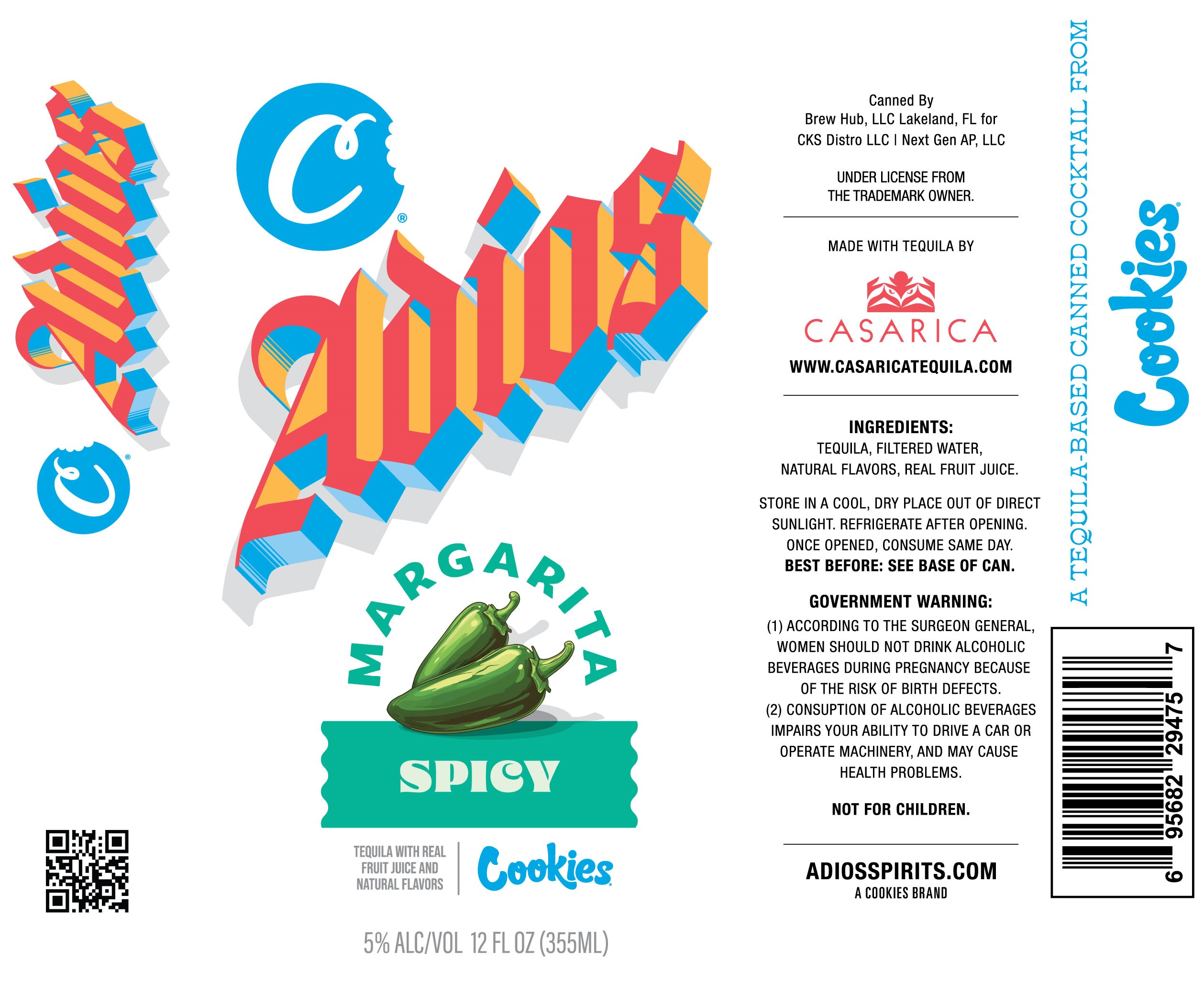 TABC label artwork for Adios Margarita Spicy