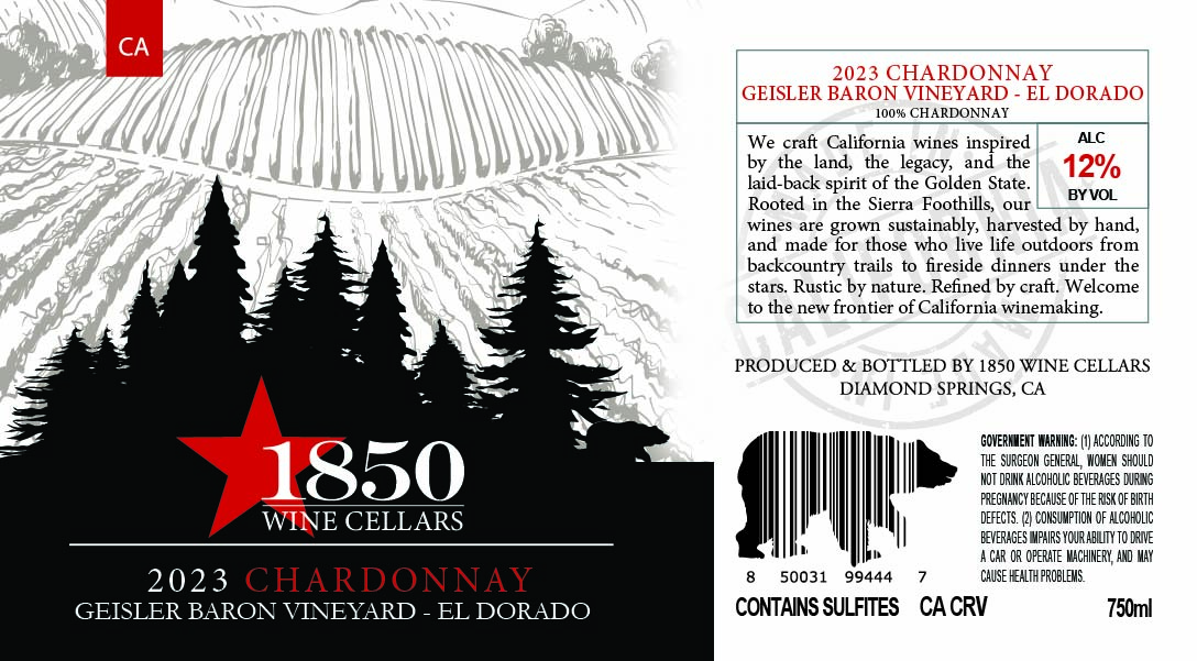TABC label artwork for 1850 Wine Cellars Chardonnay