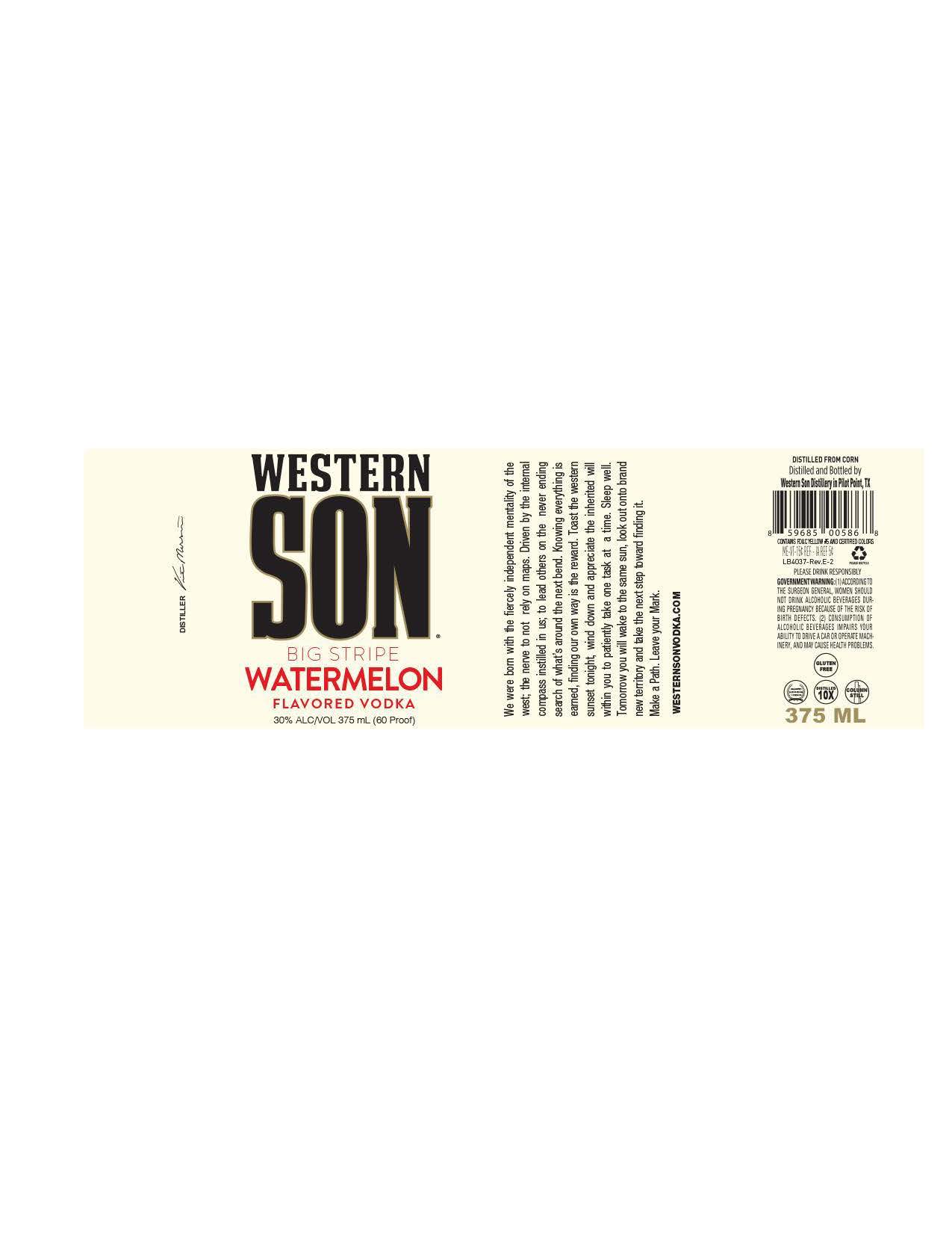 TABC label artwork for Western Son Big Stripe Watermelon 375ml