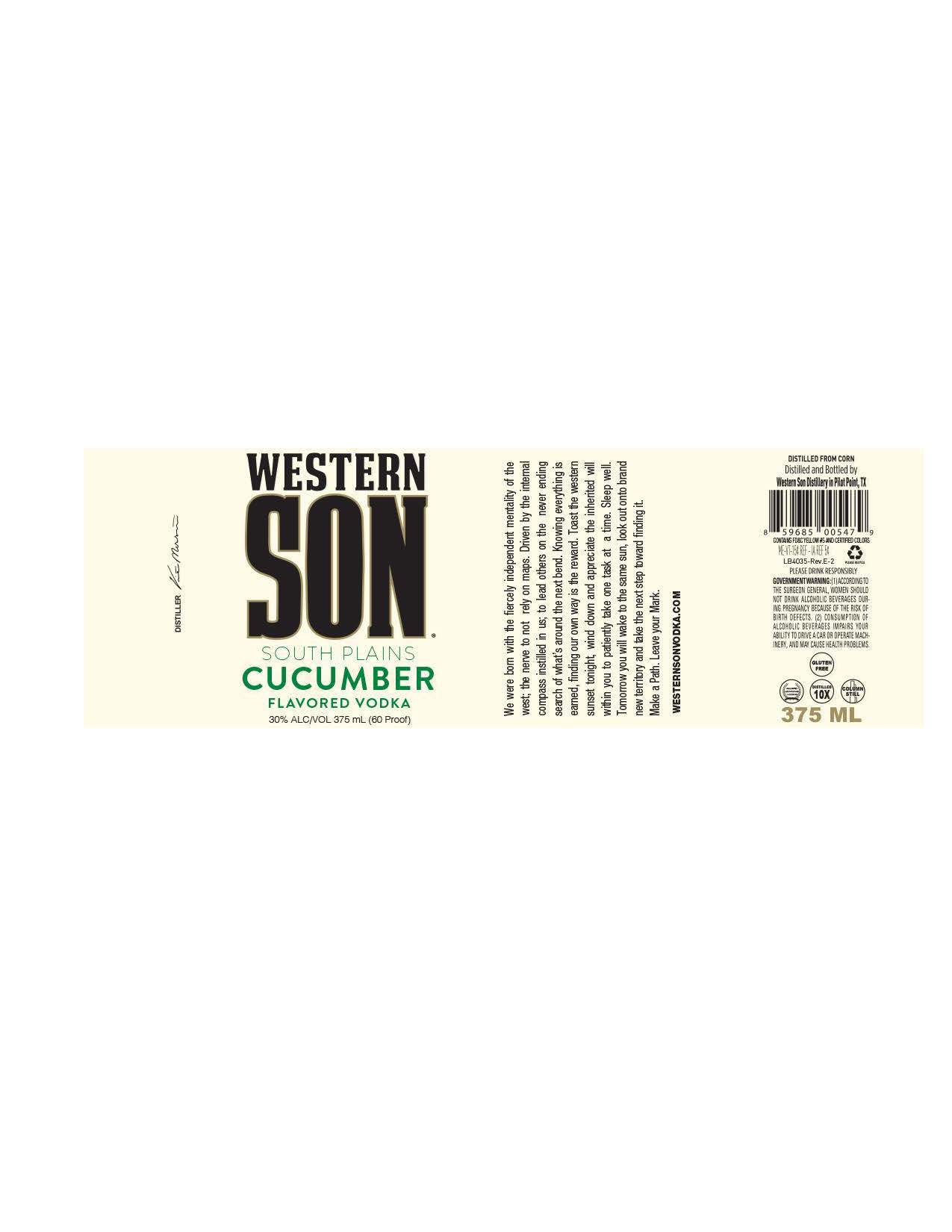 TABC label artwork for Western Son South Plains Cucumber 375ml