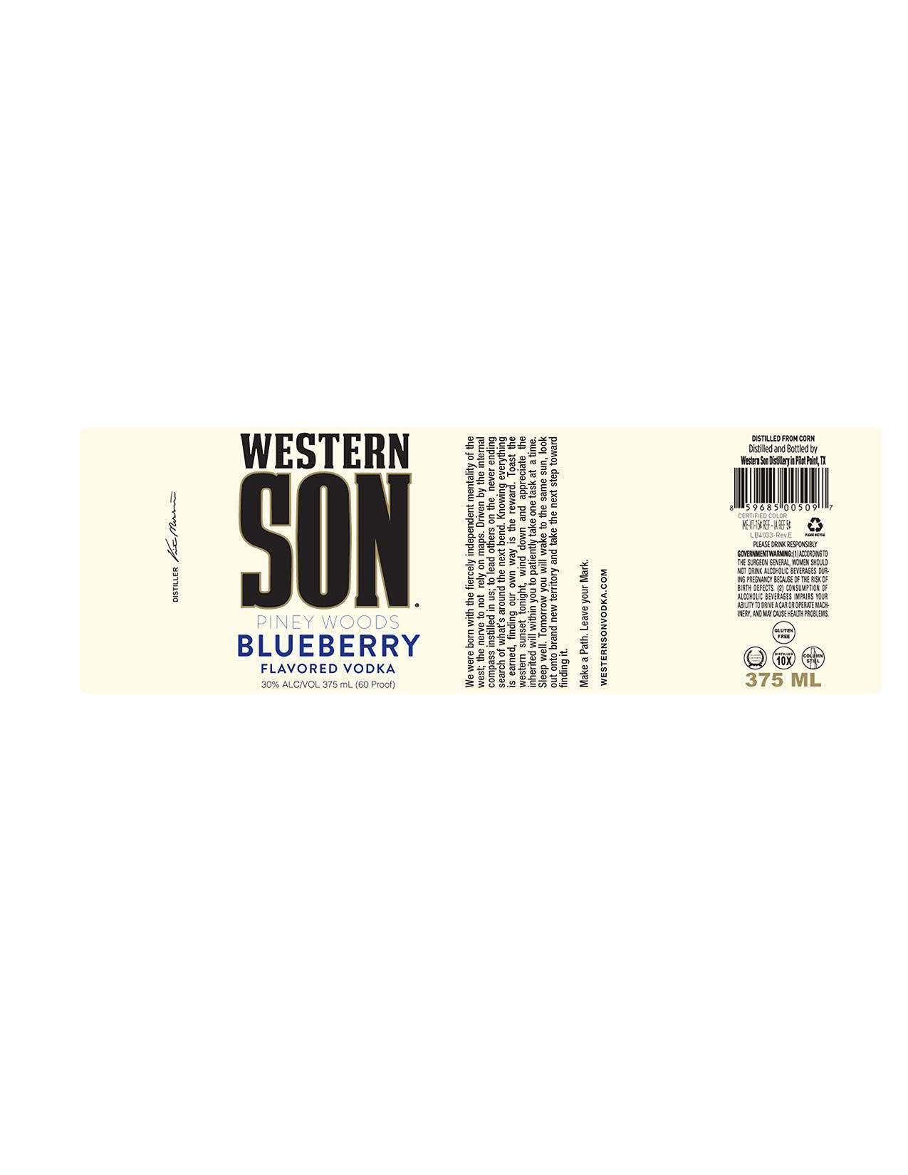 TABC label artwork for Western Son Piney Woods Blueberry 375ml