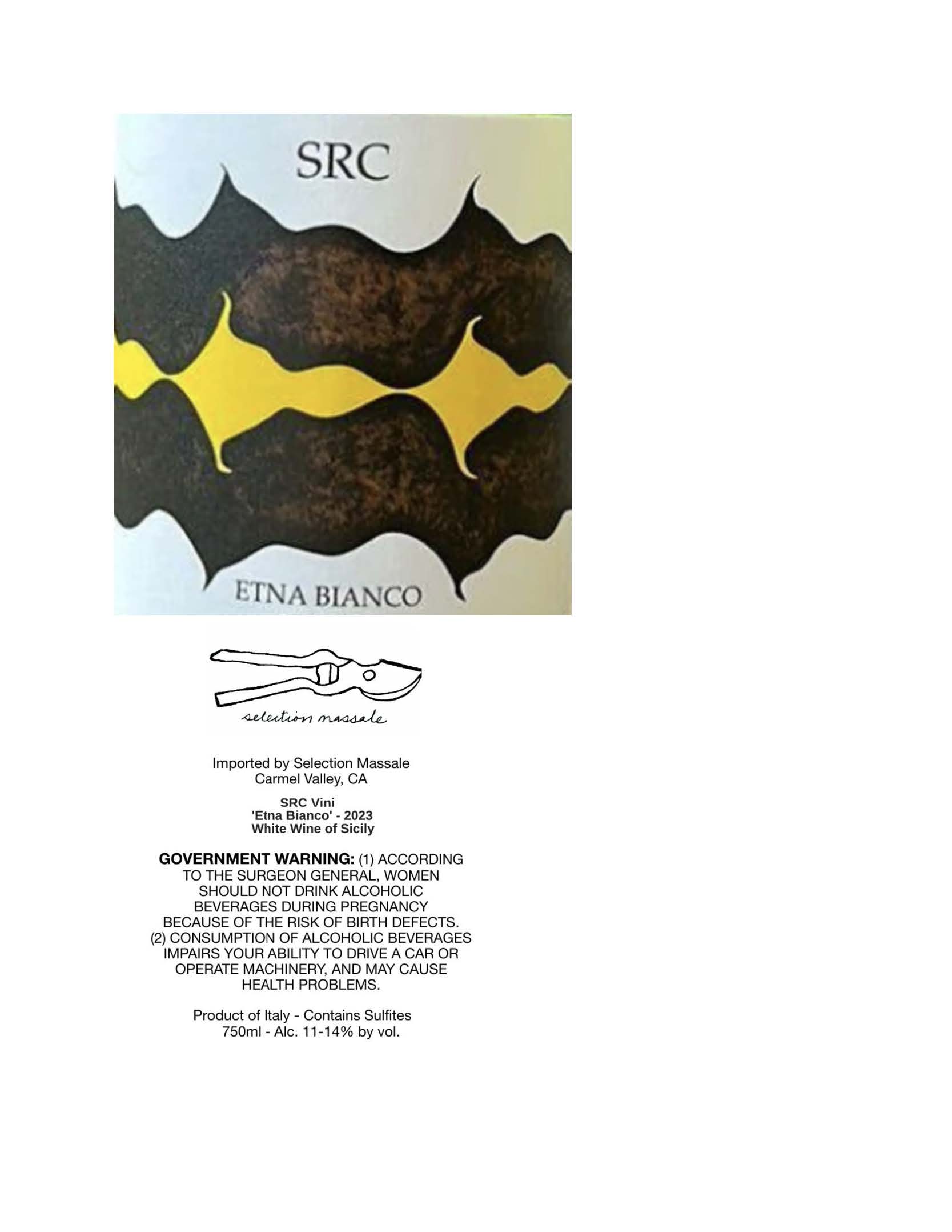 TABC label artwork for SRC Etna Bianco
